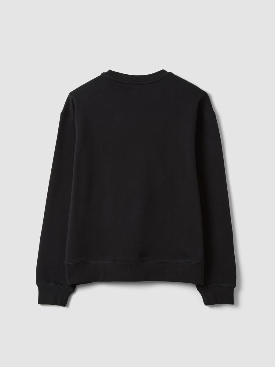 Black pure cotton crew-neck sweatshirt with print_1