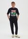 Boy's black pure cotton jogger trousers in regular fit with back pocket_0