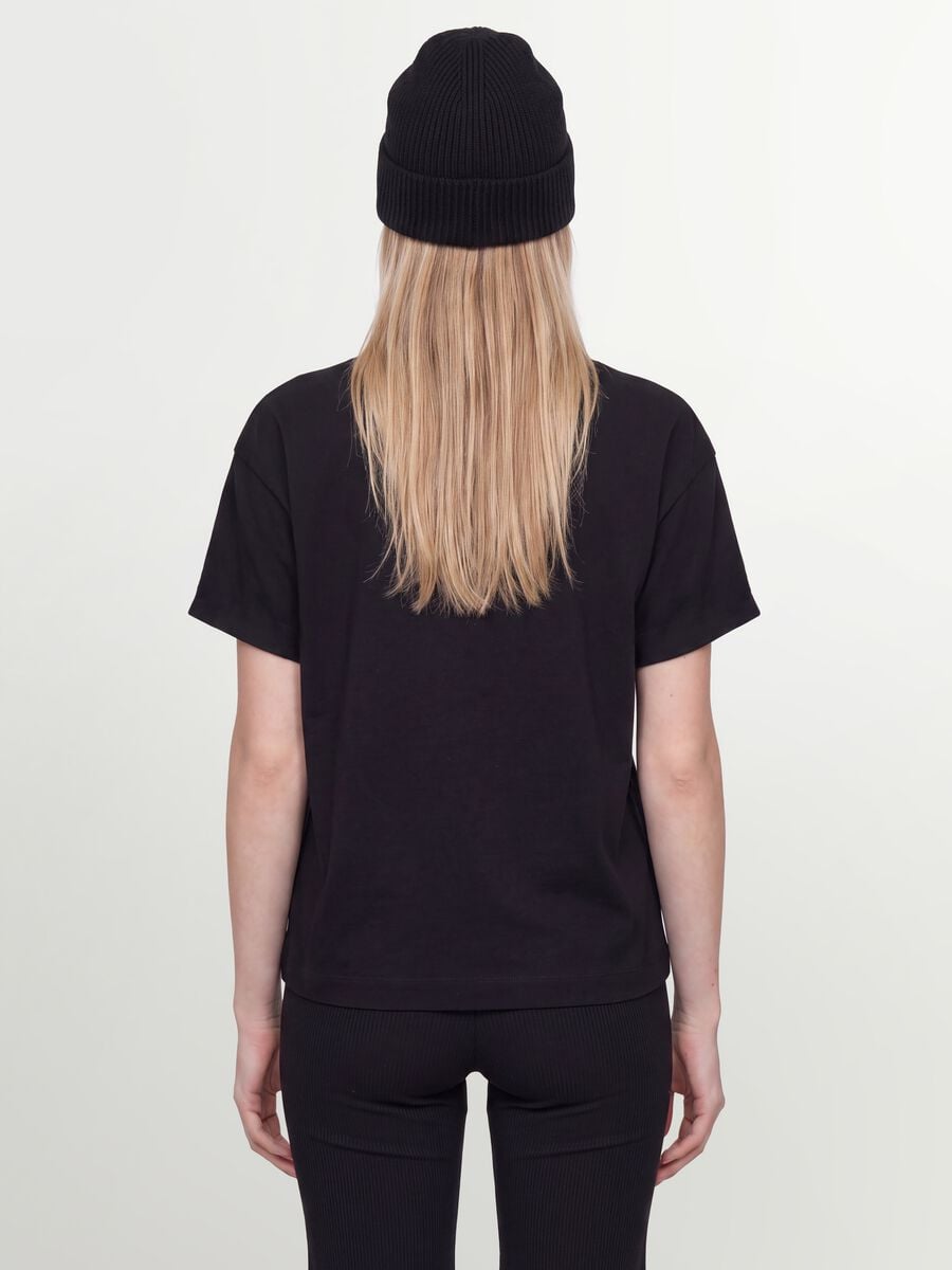T-shirt over fit nera in puro cotone a maniche corte_2
