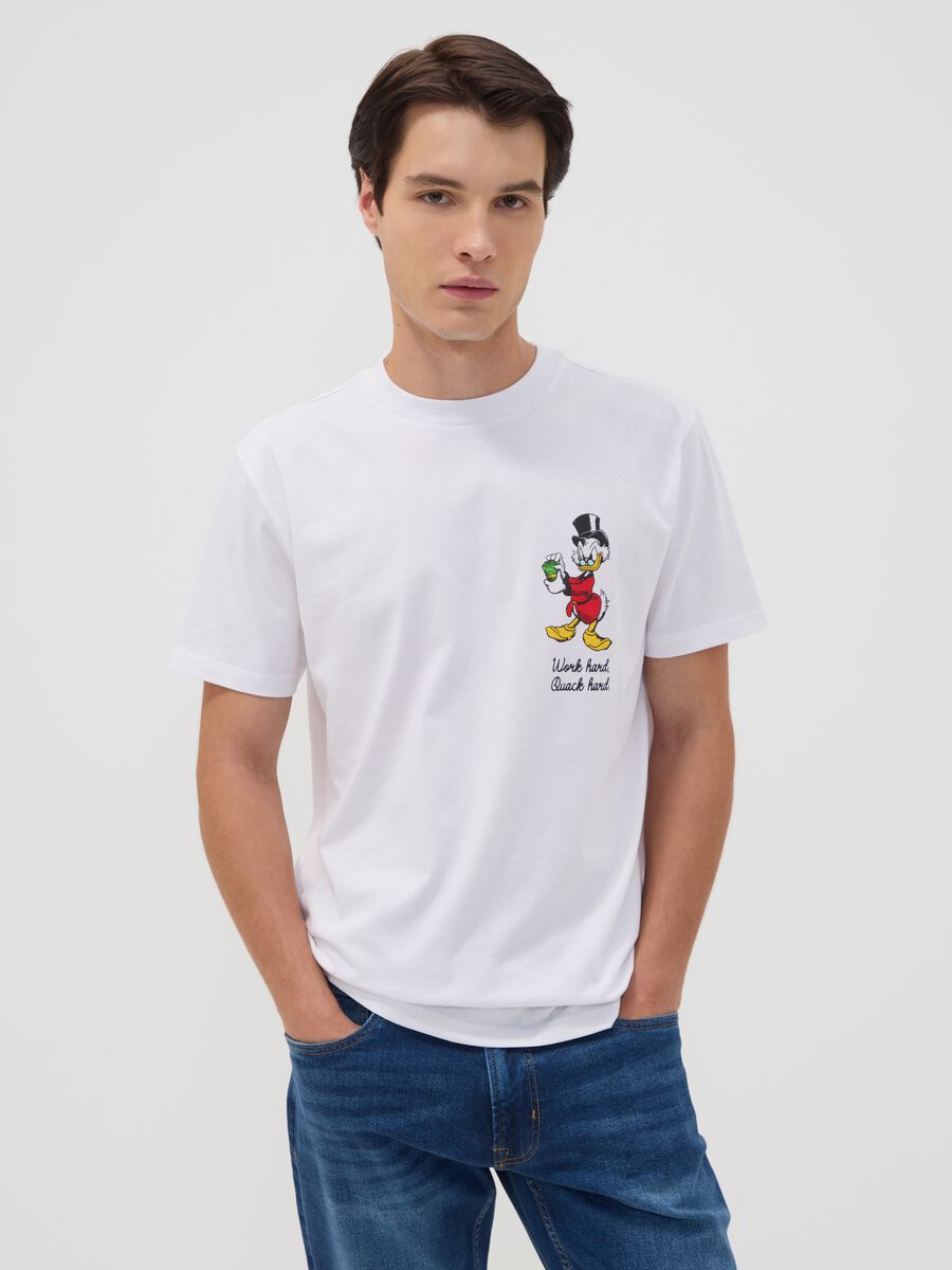 White pure cotton T-shirt with Disney print_0