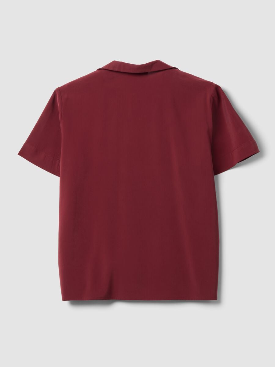 Camicia over fit rossa in misto viscosa a maniche corte_5