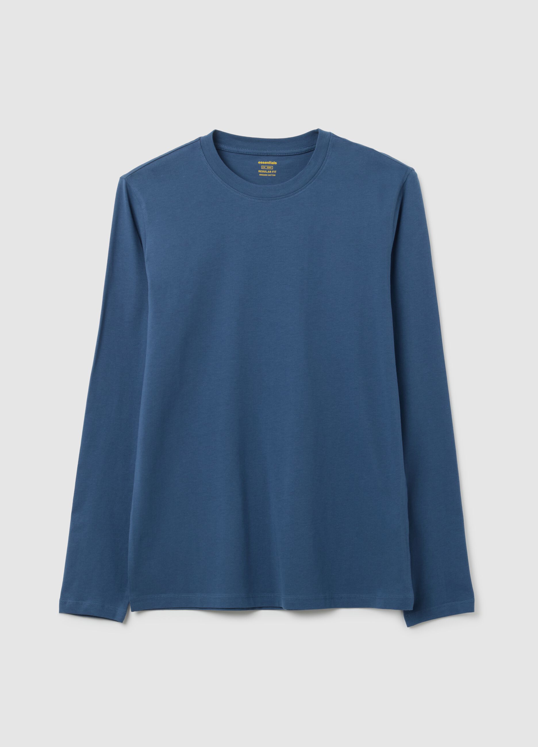 Maglia in puro cotone blu regular fit