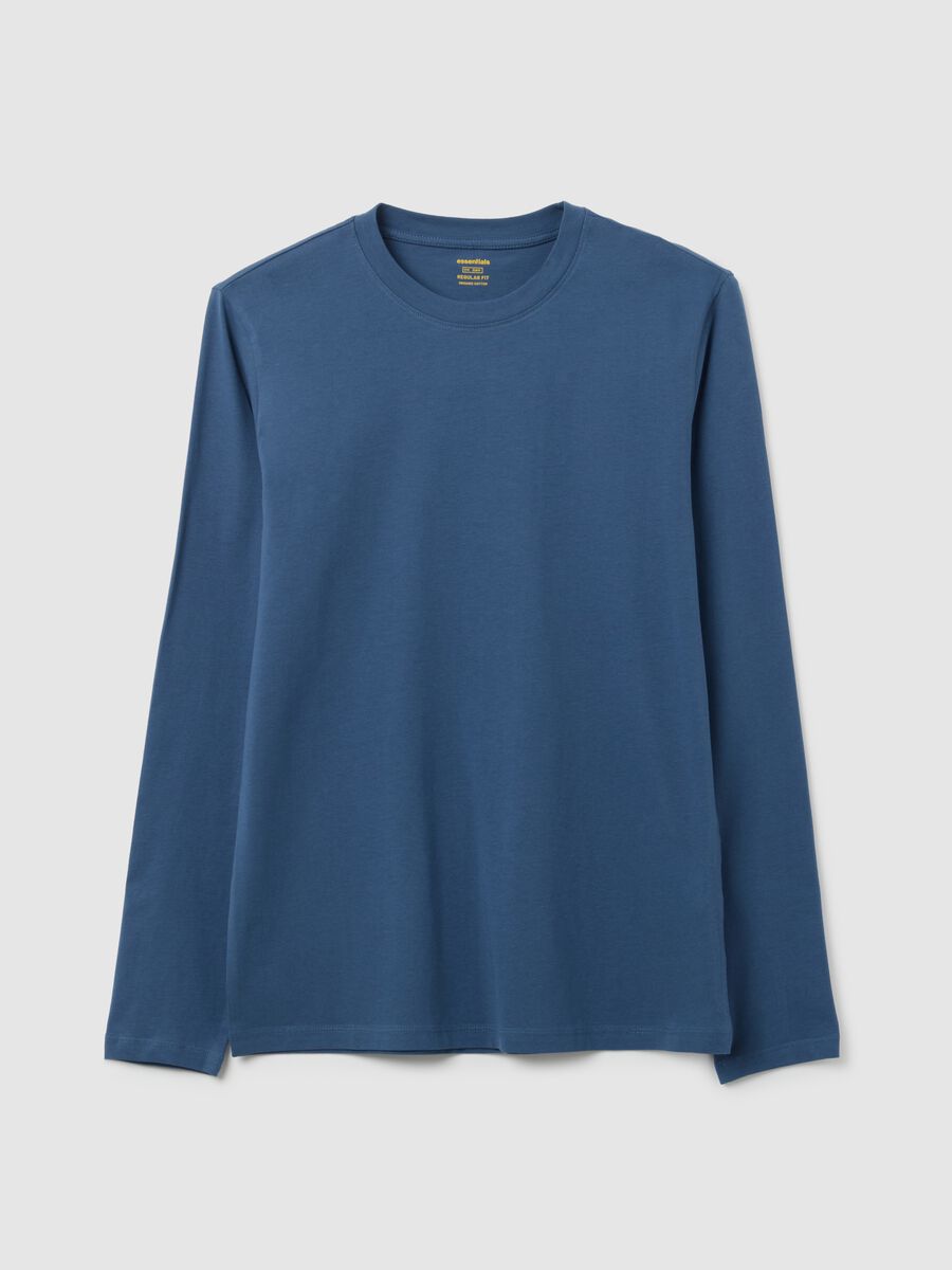 Maglia in puro cotone blu regular fit_0