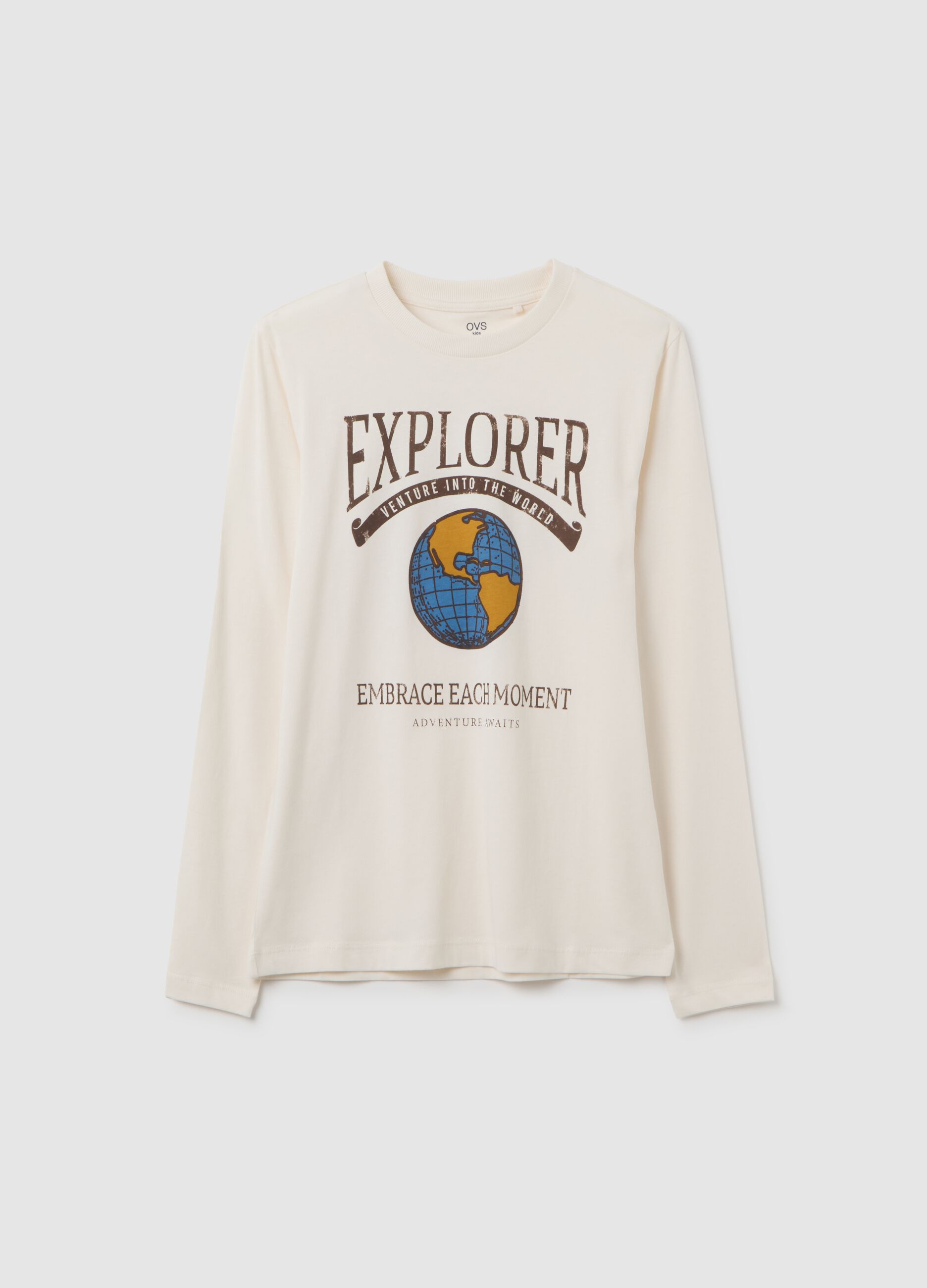 Boys' white pure cotton long sleeve shirt