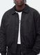Black cropped padded jacket with zip and shirt collar_3