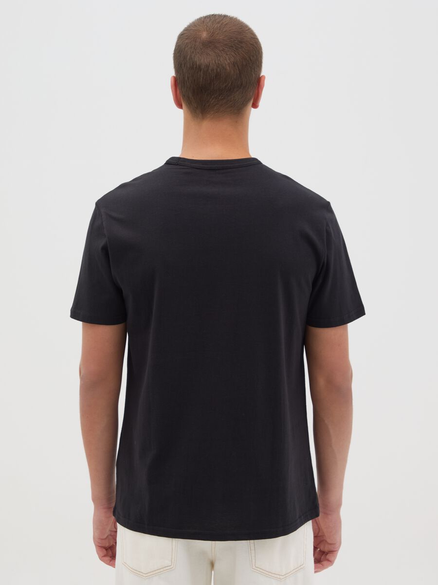 Black short sleeve cotton T-shirt Ovs_3