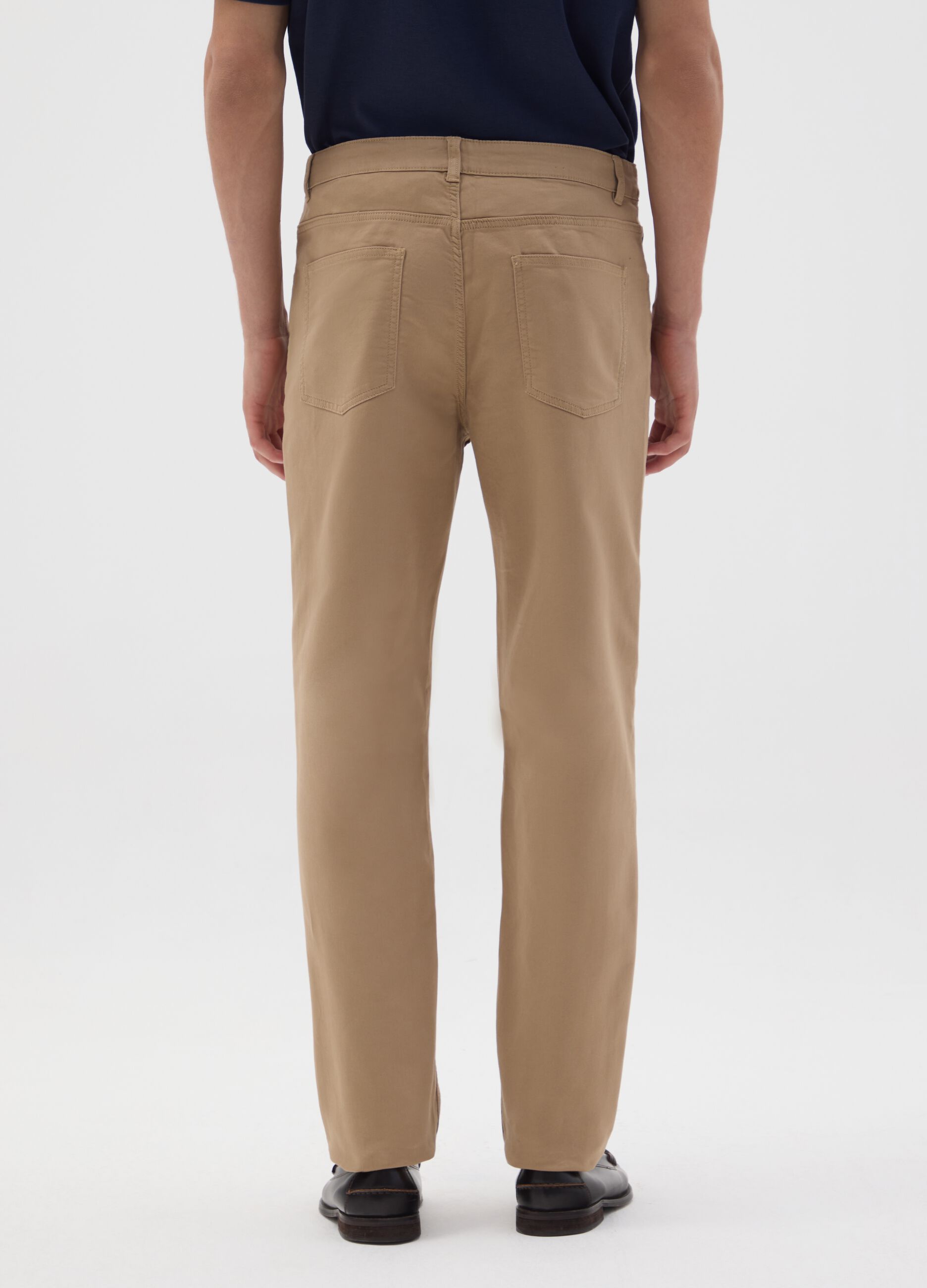 Slim fit beige cotton trousers