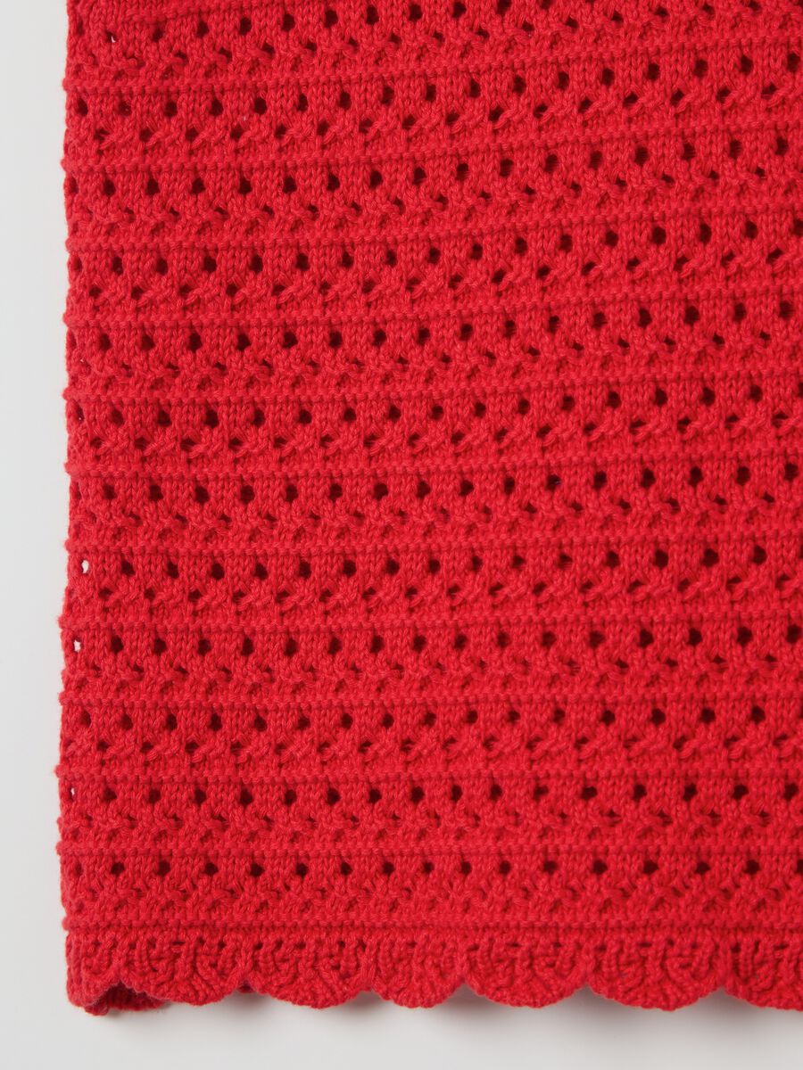 Red crochet tank top with V neck_5