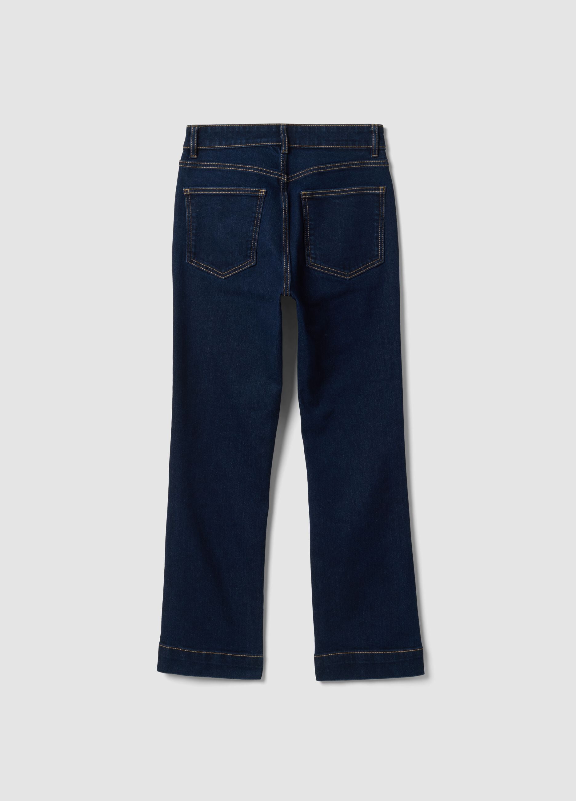 Blue denim cropped slim-fit jeans in stretch cotton and viscose