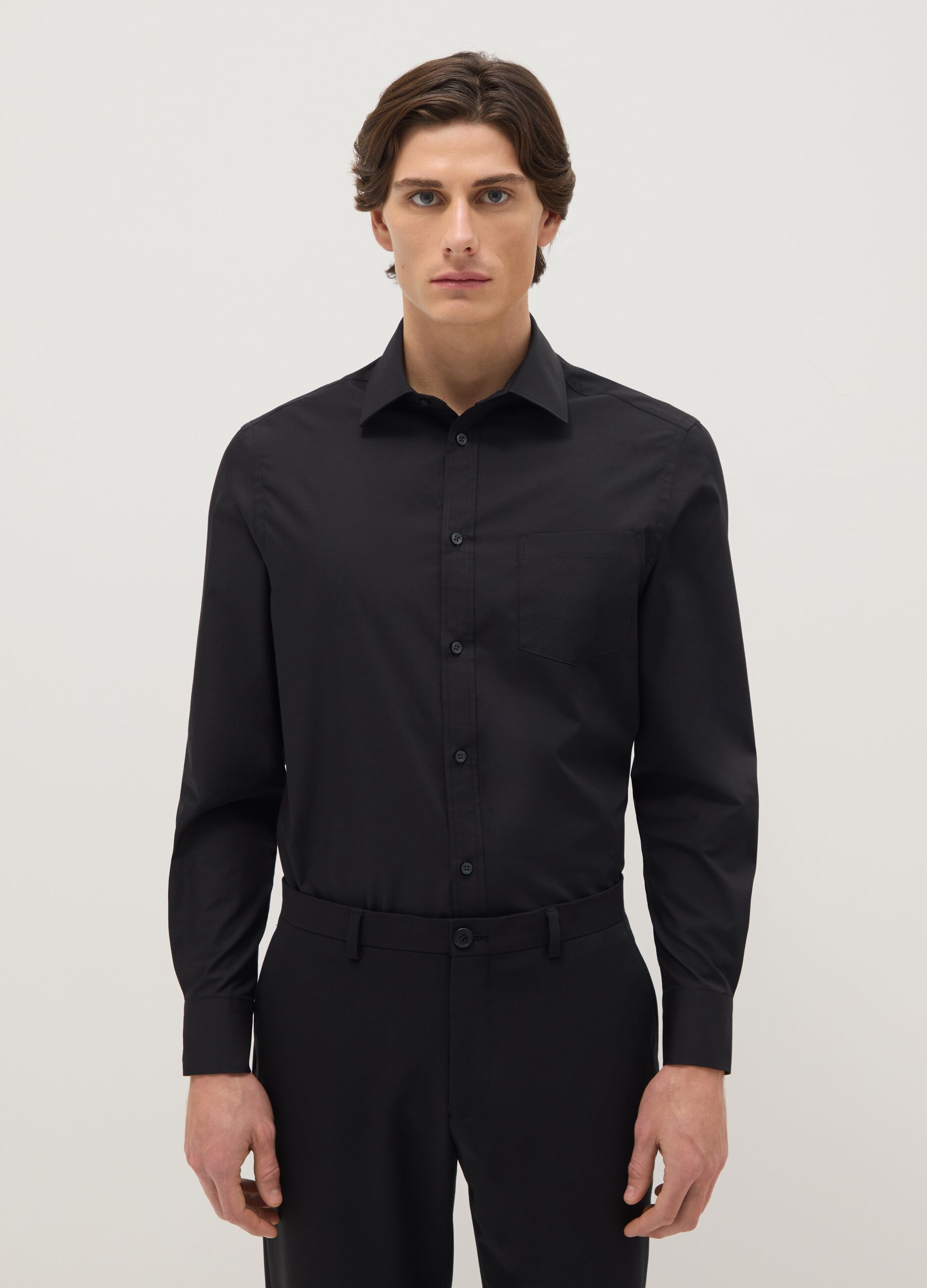 Black cotton-blend shirt regular fit easy iron