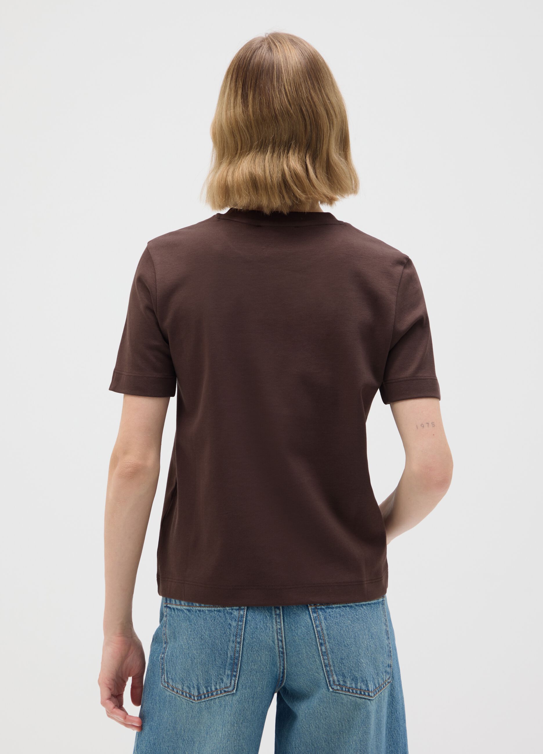 T-shirt in puro cotone marrone regular fit