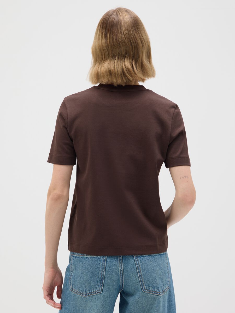 T-shirt in puro cotone marrone regular fit_2