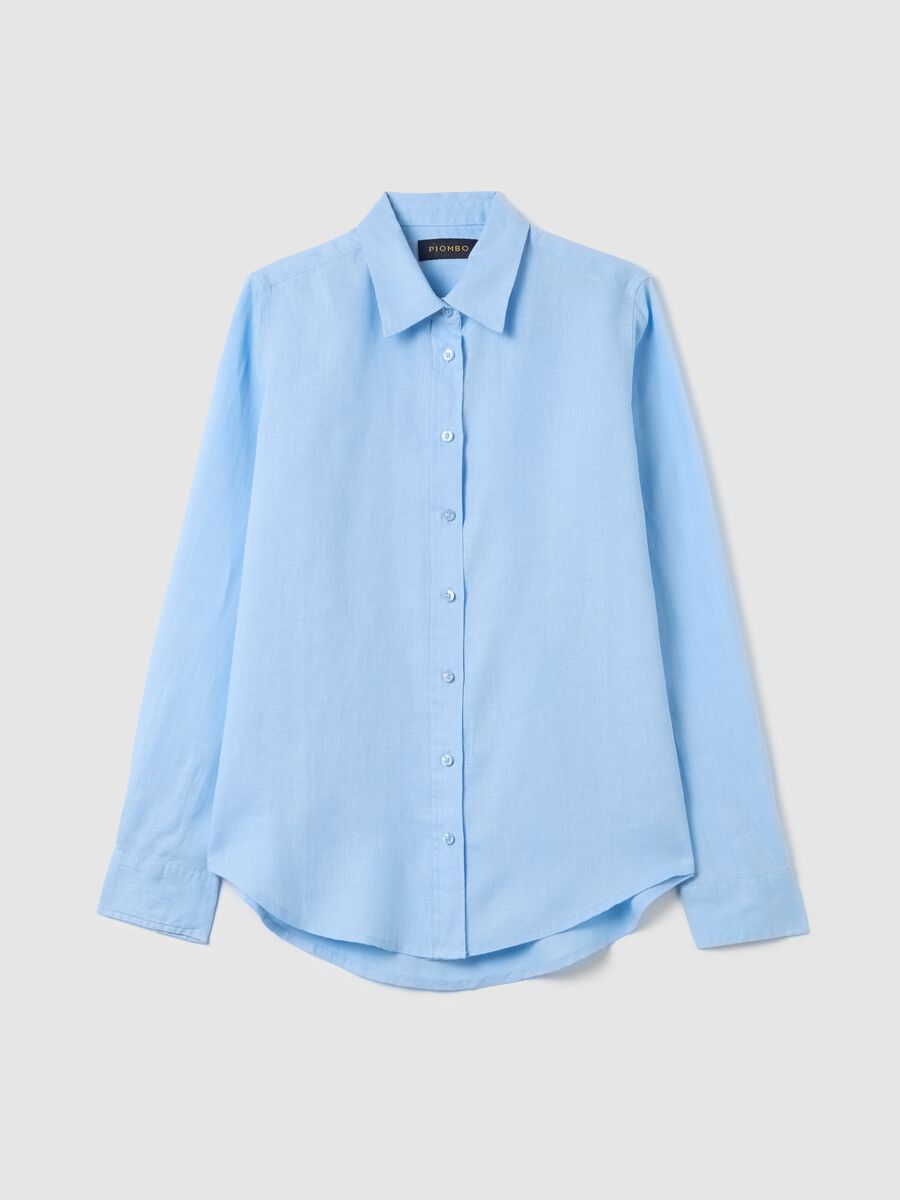 Light blue regular-fit shirt in linen_4