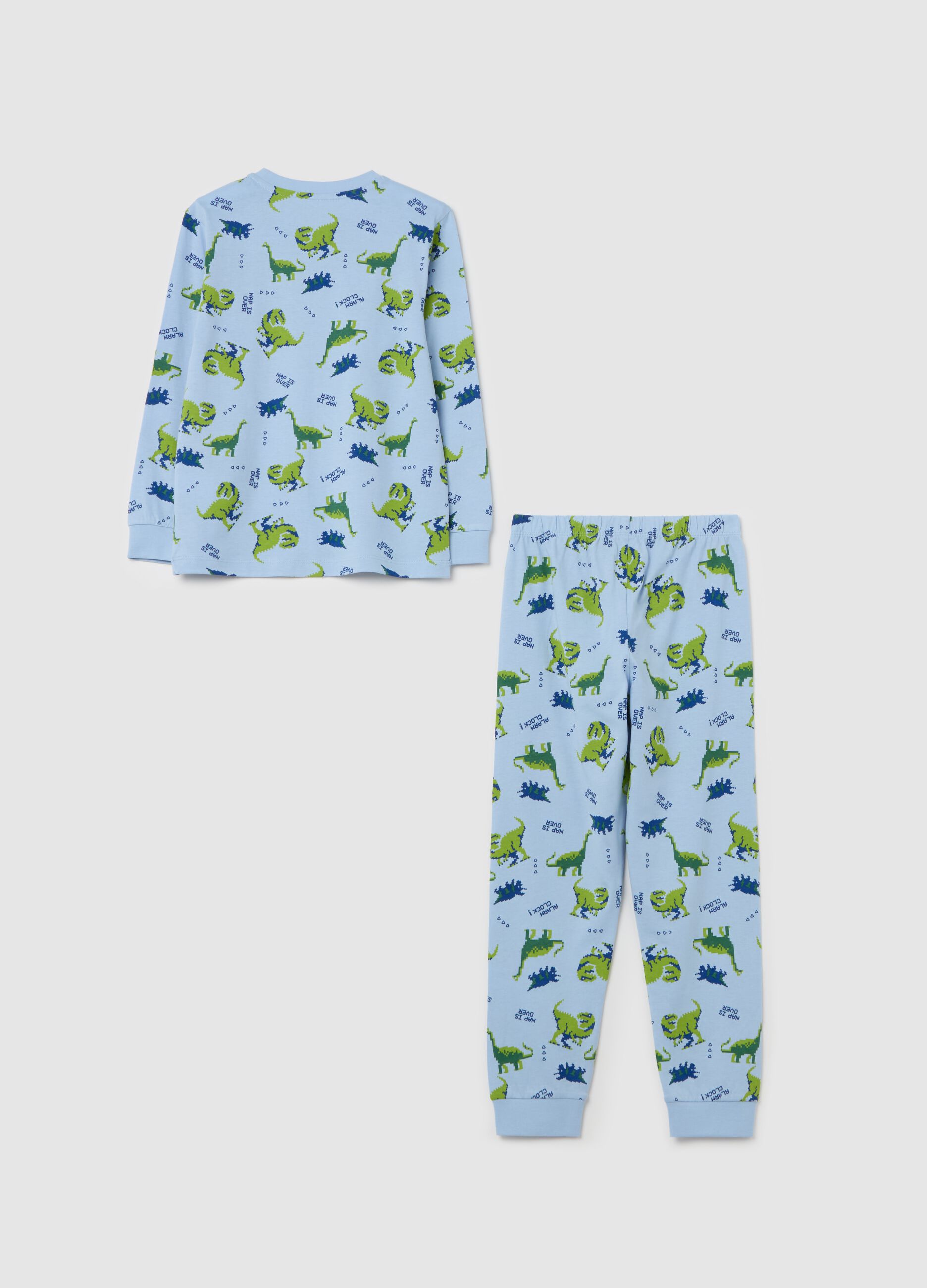Pigiama lungo stampa dinosauri all-over