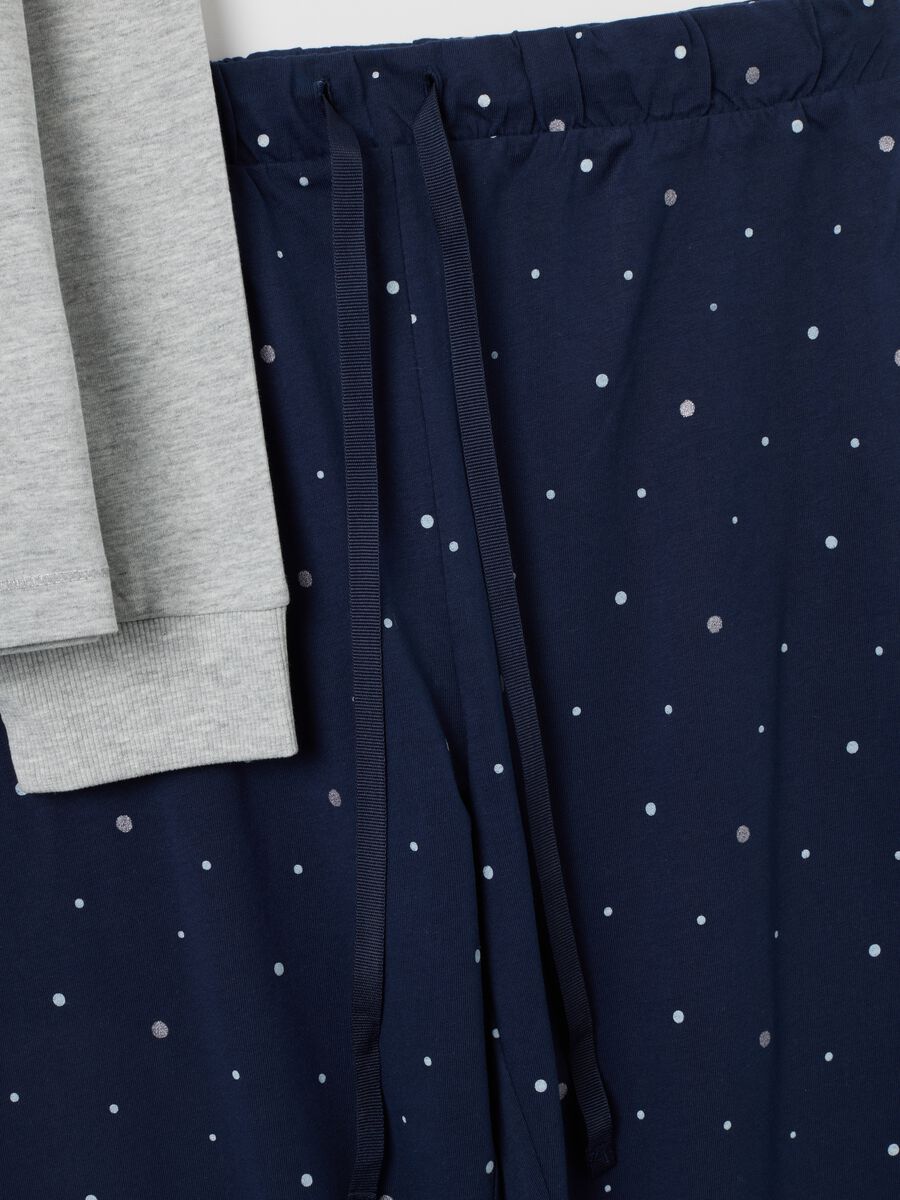 Multicolour regular fit cotton blend pyjamas with polka dots_5