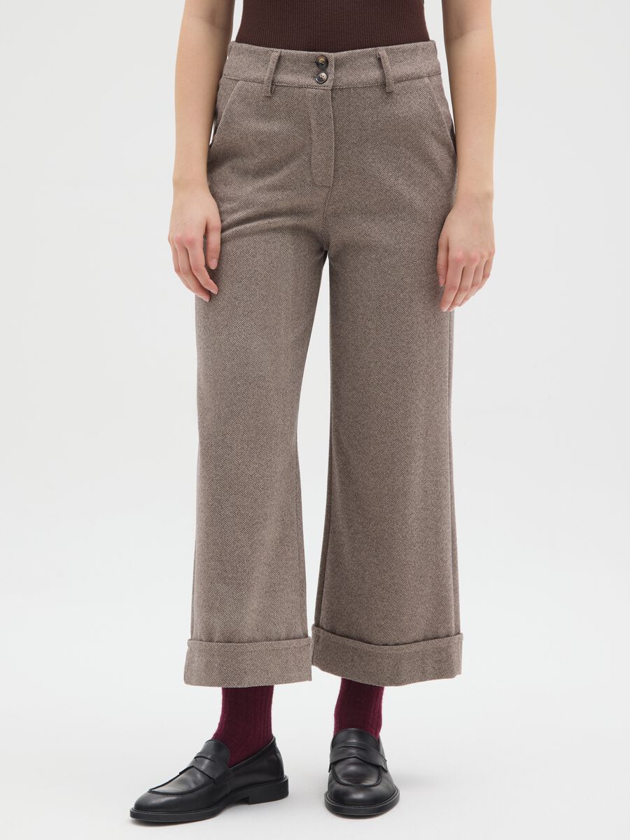 Pantaloni marroni regular fit con vita elasticizzata_1
