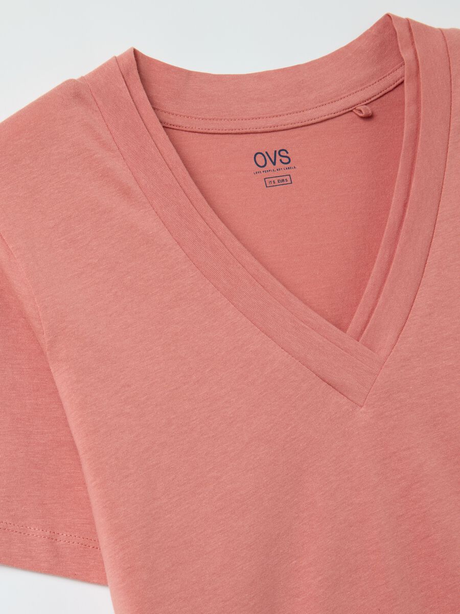 Pink T-shirt with V neck_5