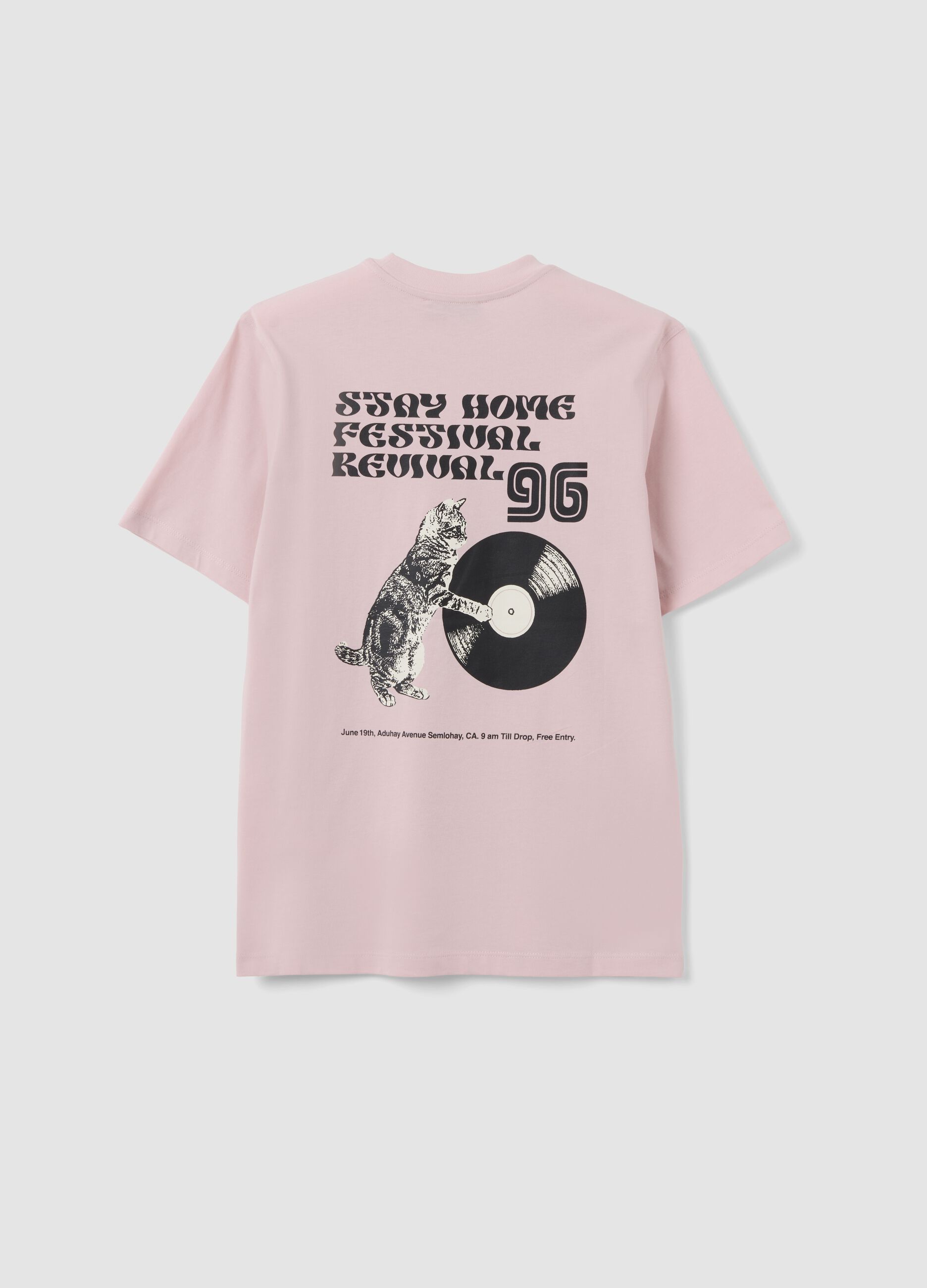 Pink relaxed-fit pure cotton T-shirt with print