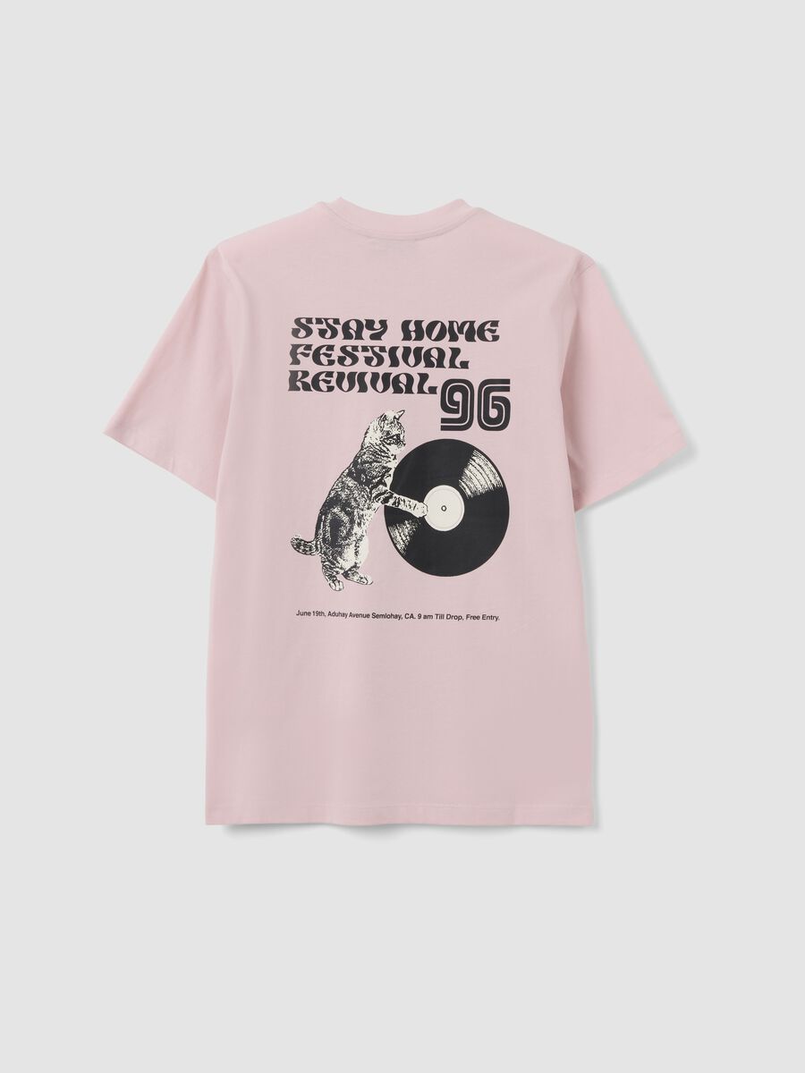 Pink relaxed-fit pure cotton T-shirt with print_5