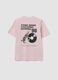 Pink relaxed-fit pure cotton T-shirt with print_5