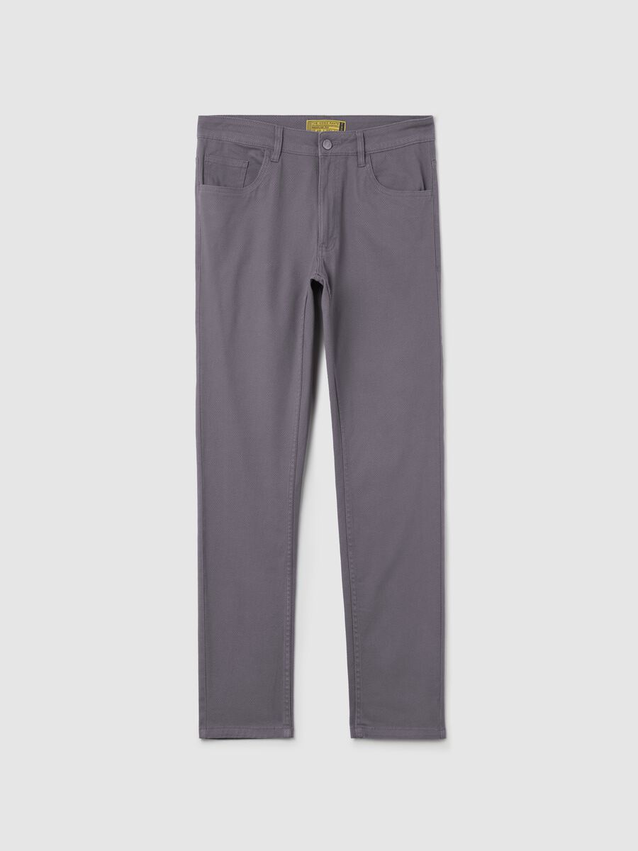 Regular-fit chino trousers with micro pattern_4