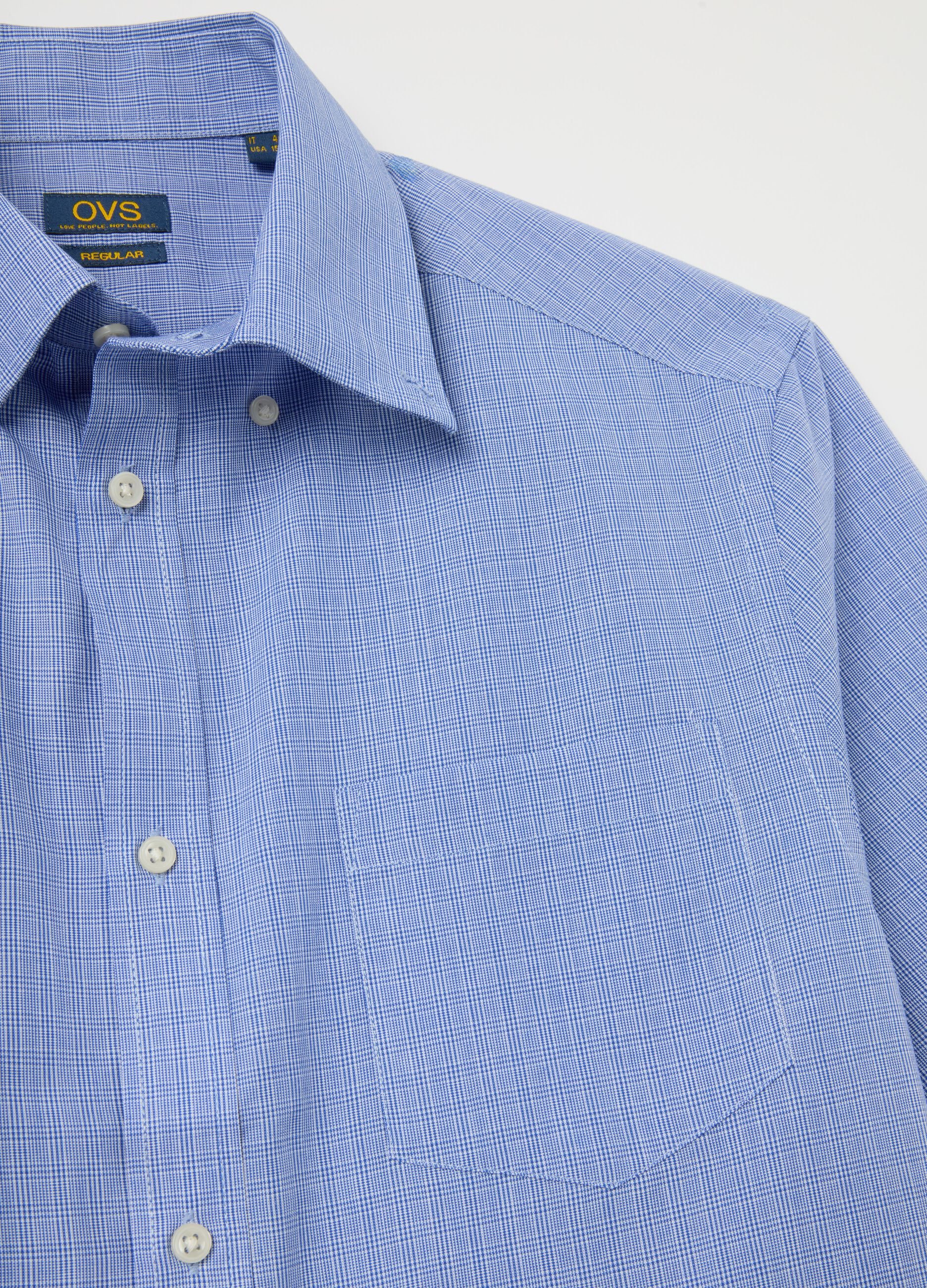 Camicia da uomo in misto cotone blu regular fit
