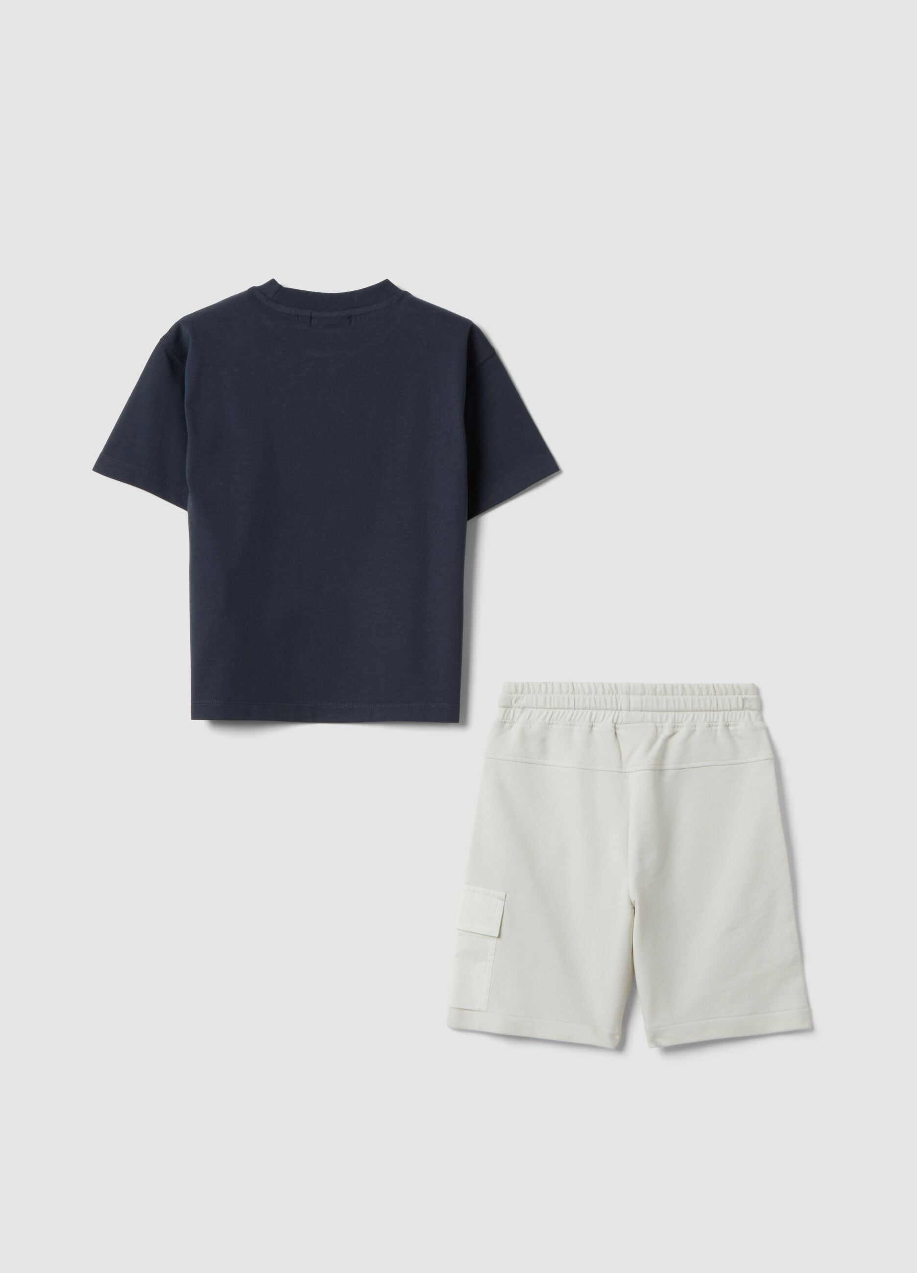 Blue pure cotton set with T-shirt and shorts