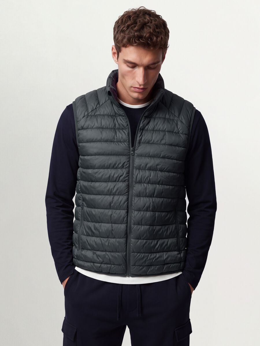 Green Ultralight padded gilet with zip_0
