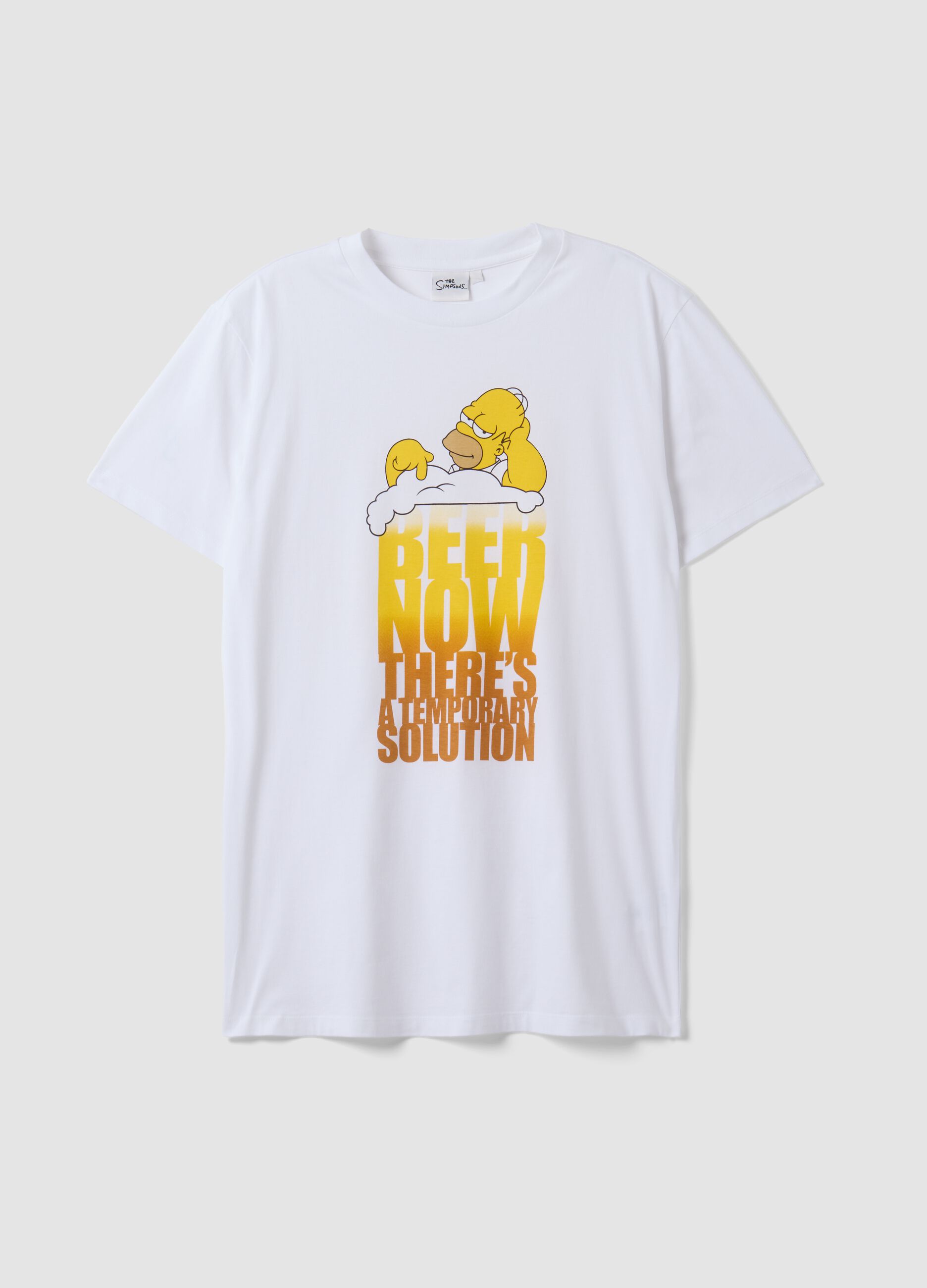 White pure cotton T-shirt with Simpsons print