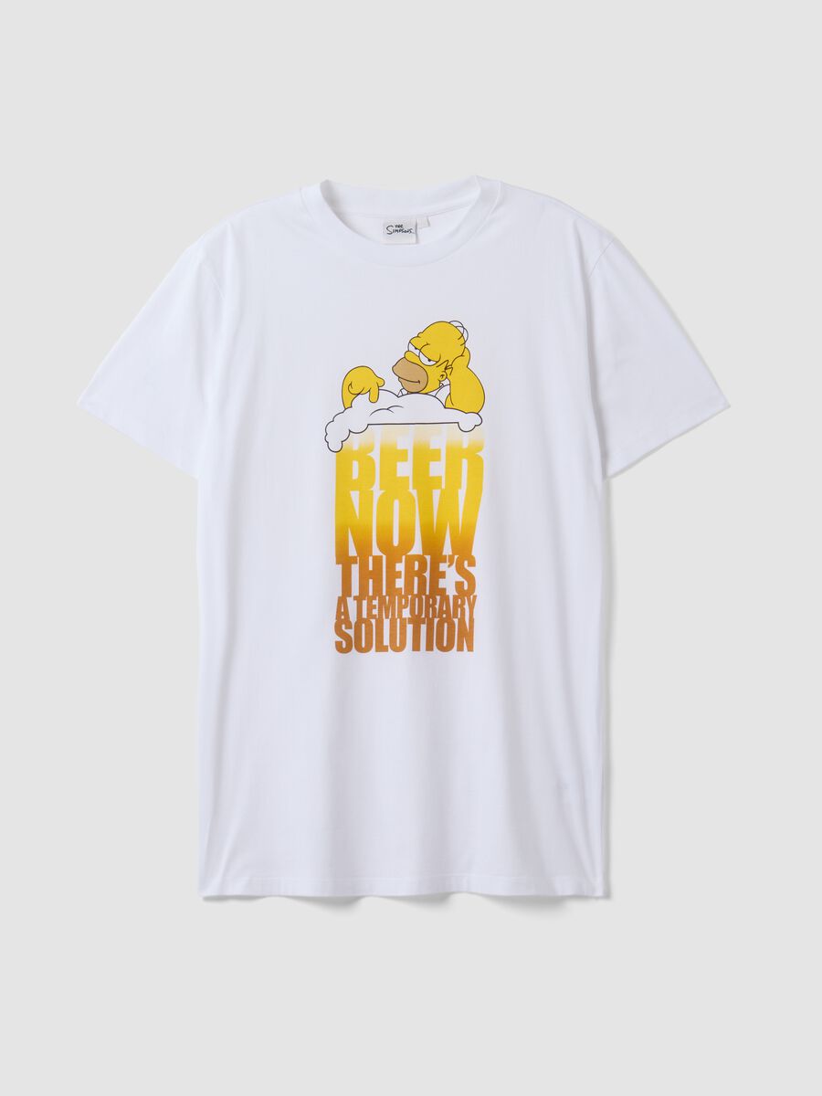 White pure cotton T-shirt with Simpsons print_4