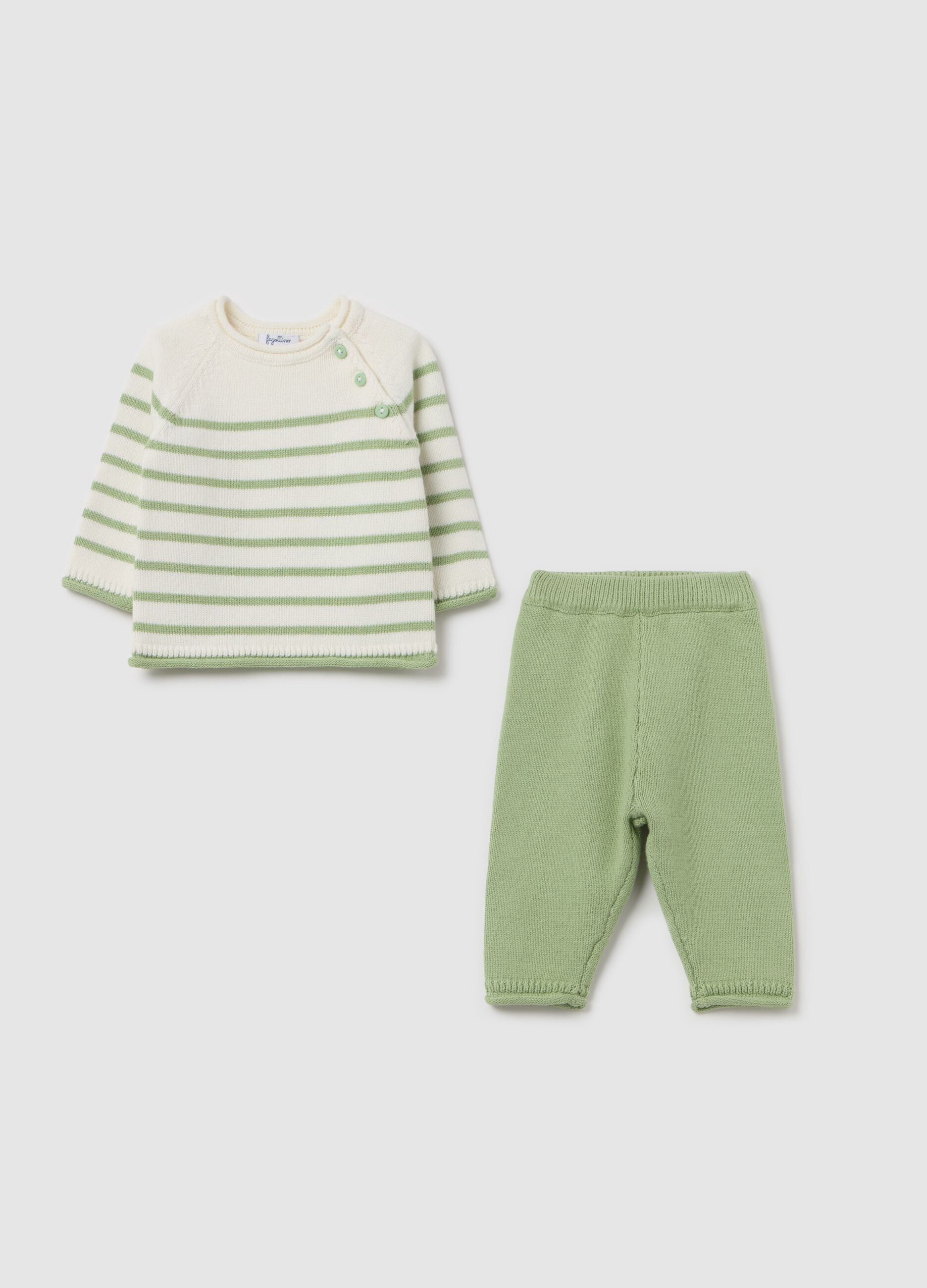 Knit set with striped pattern