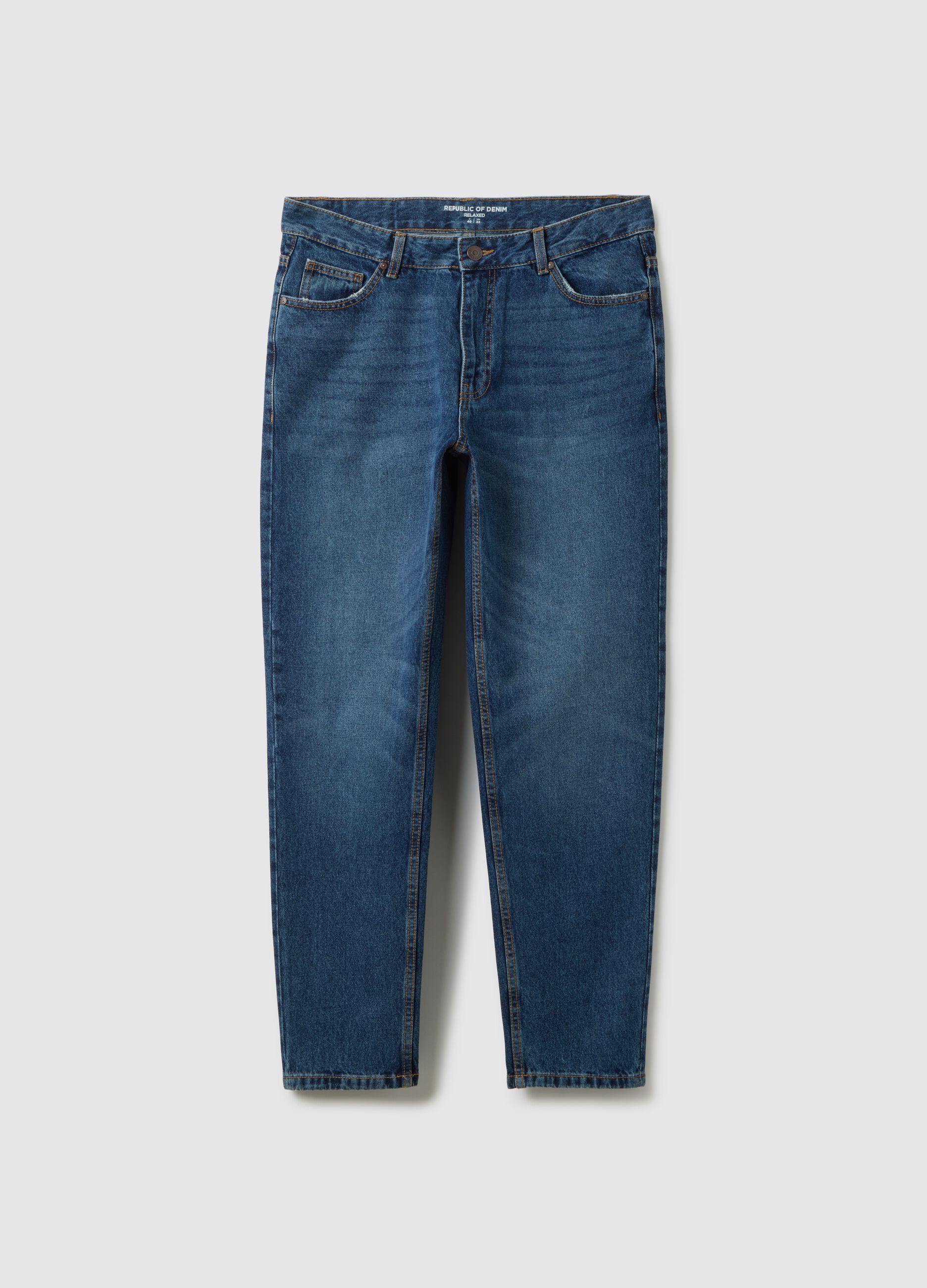 Blue pure cotton jeans with relaxed fit