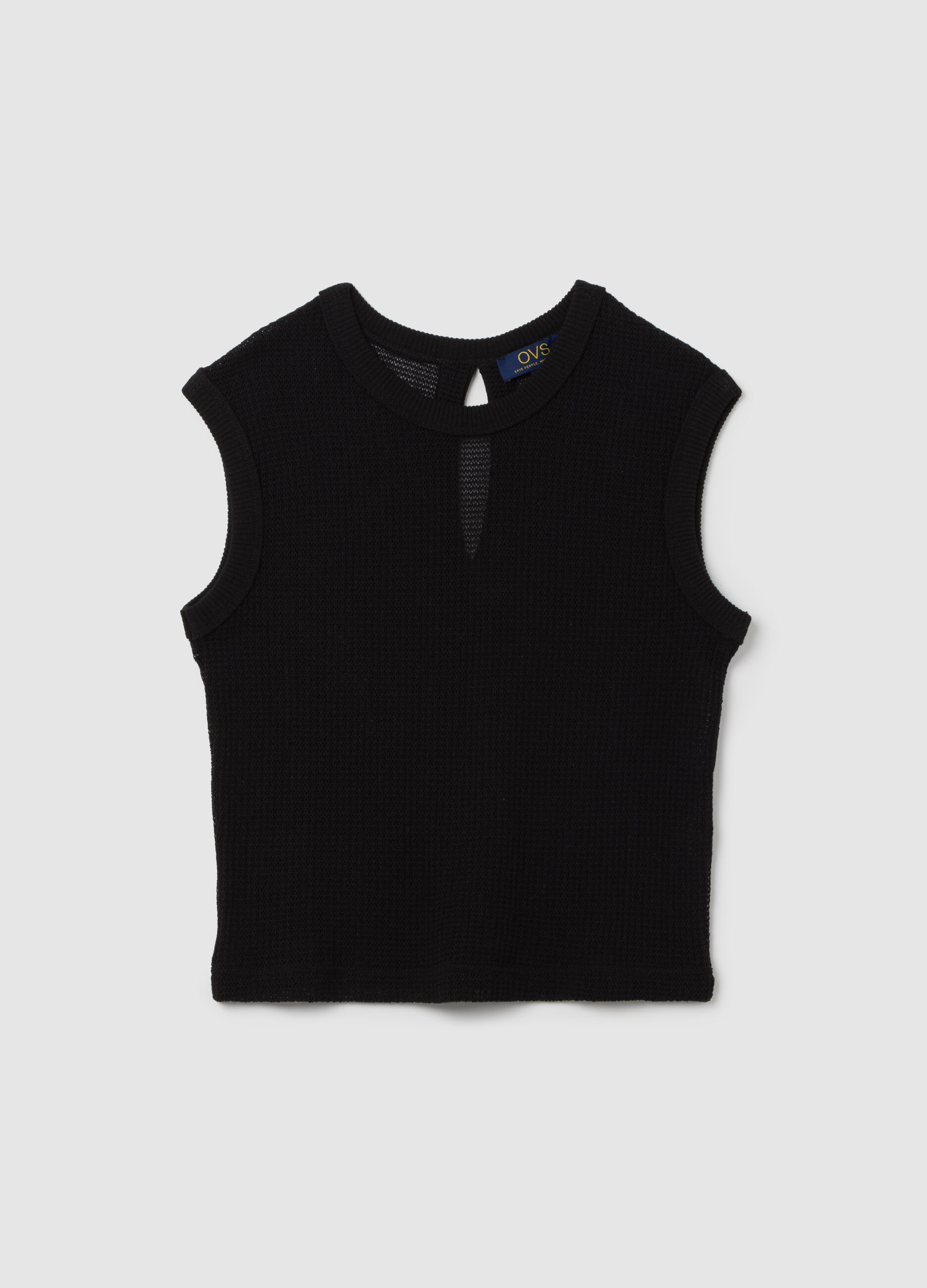 OVS Black Cotton Short Sleeve T-shirt