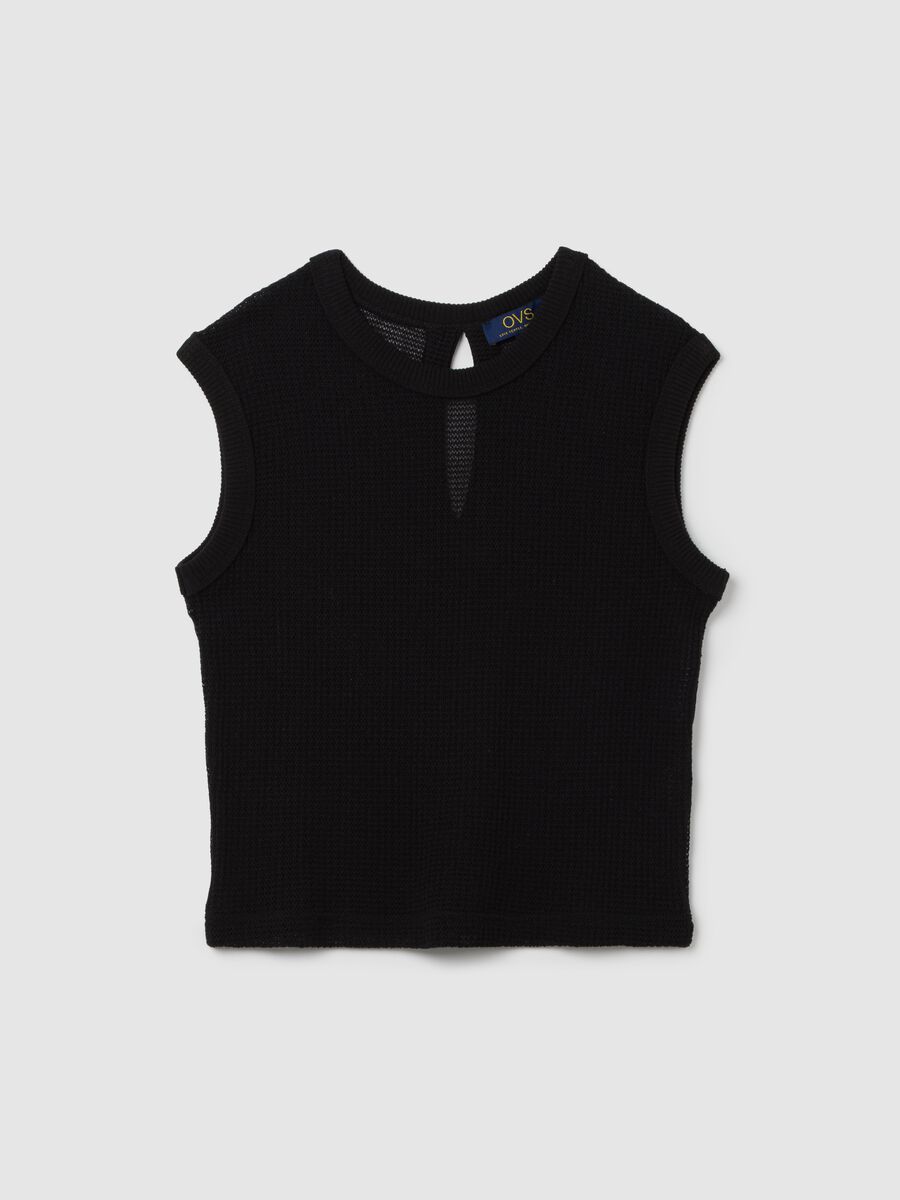 OVS Black Cotton Short Sleeve T-shirt_4