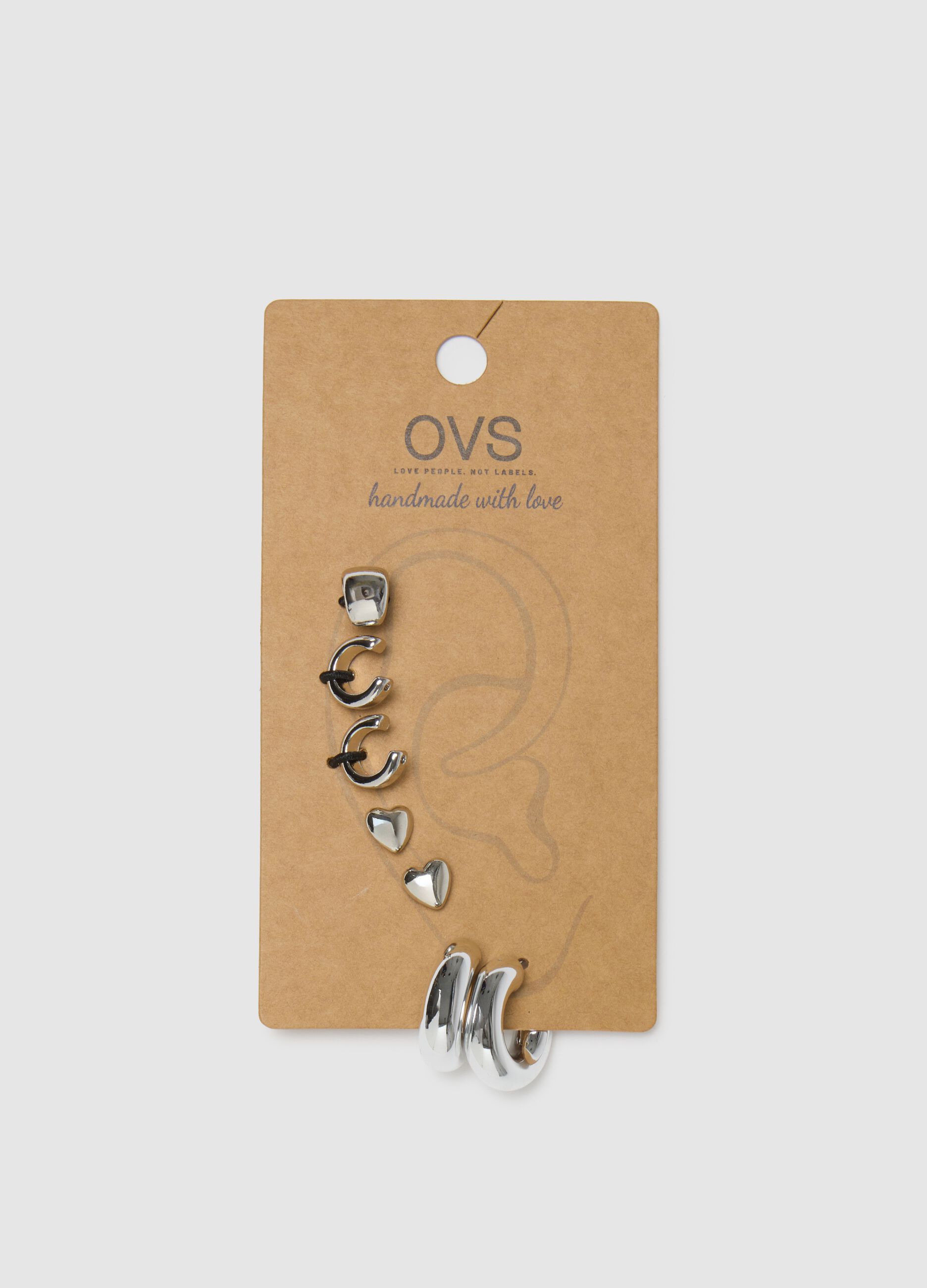 Grey Steel Earrings Set