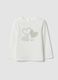 White organic stretch-cotton T-shirt with heart print for baby girl_0