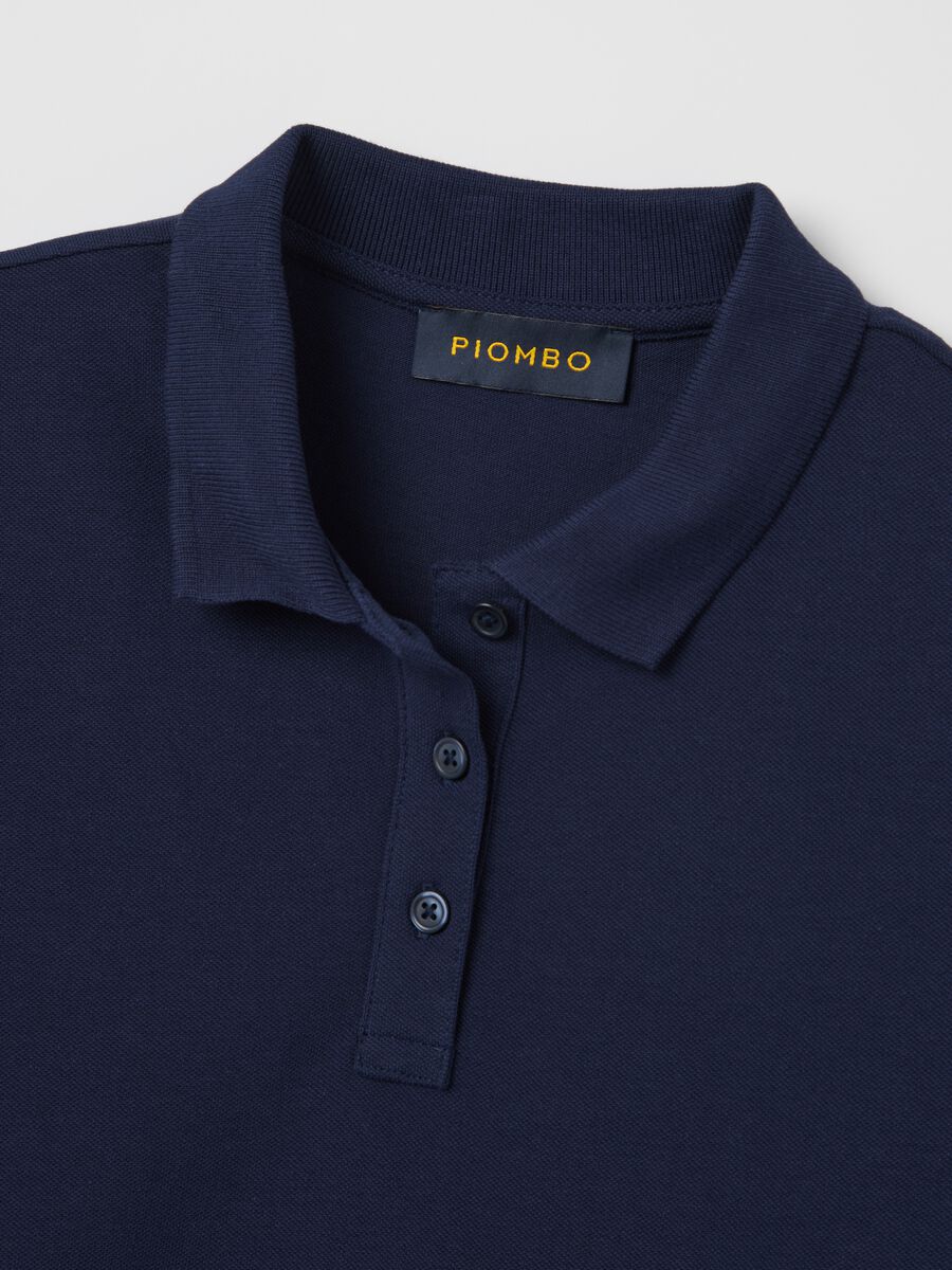 Blue short-sleeved polo shirt in piquet_5