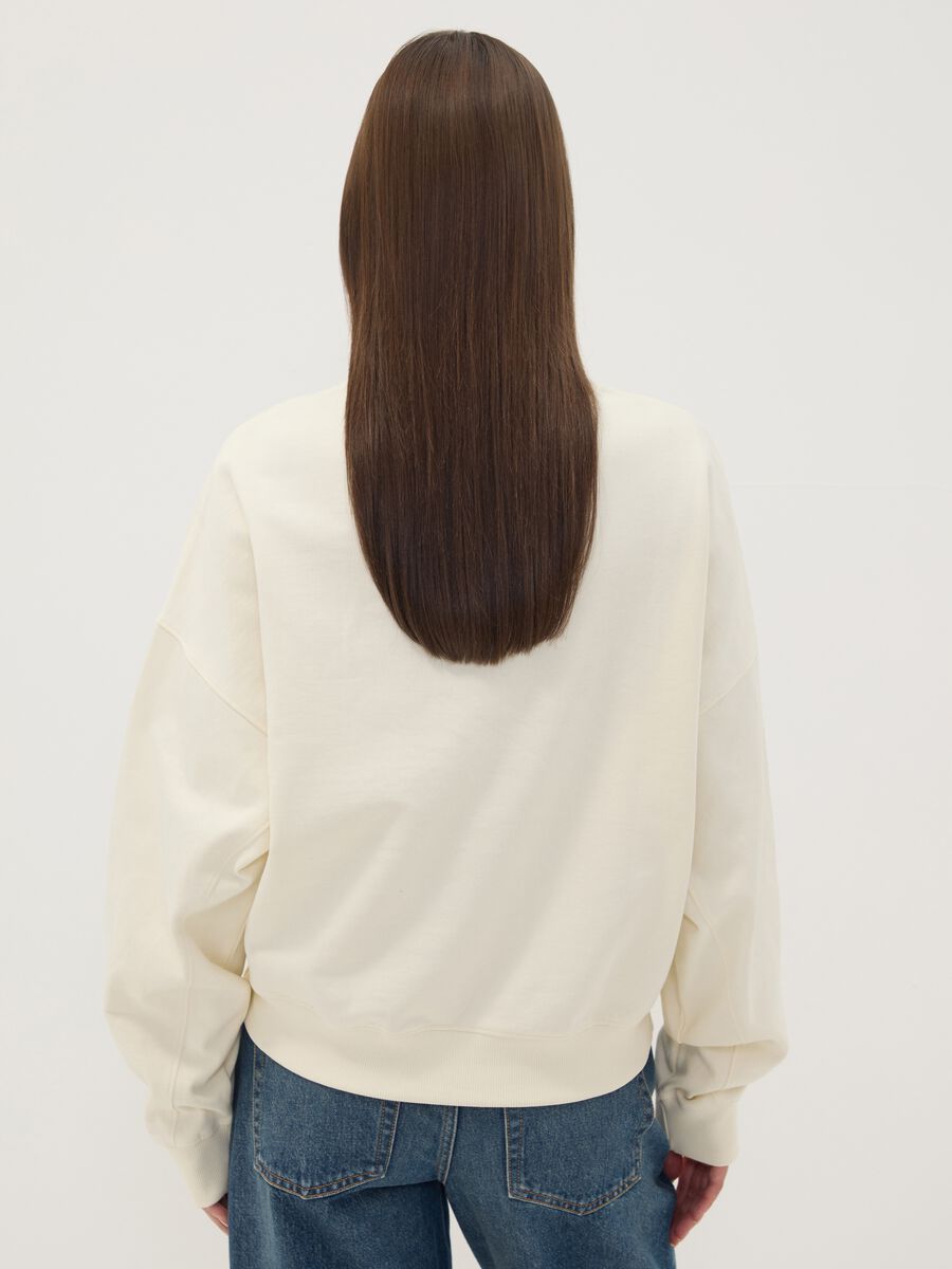 Beige pure cotton sweatshirt with Stitch print_3