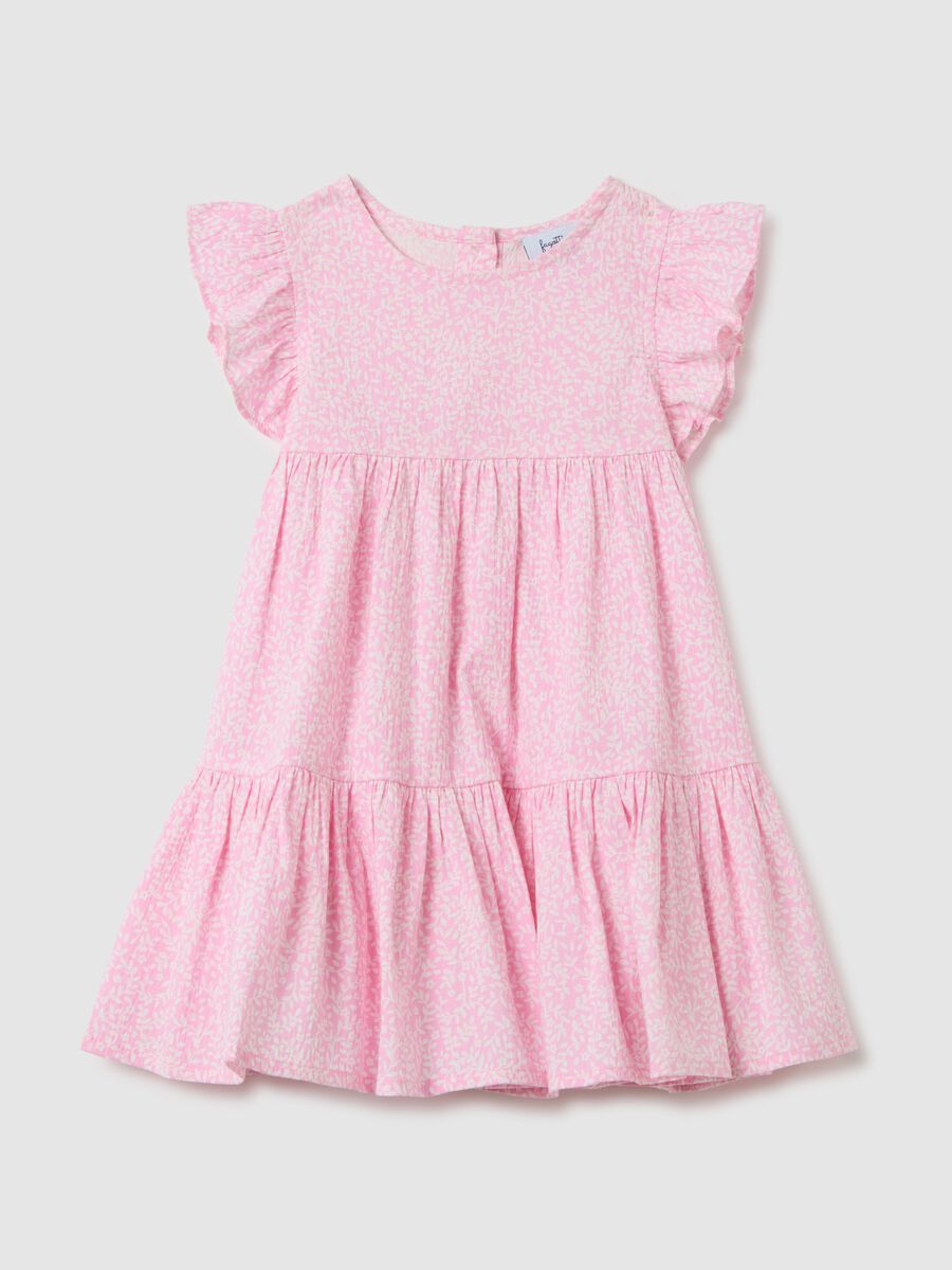 Pink regular fit cotton blend girl's dress_0