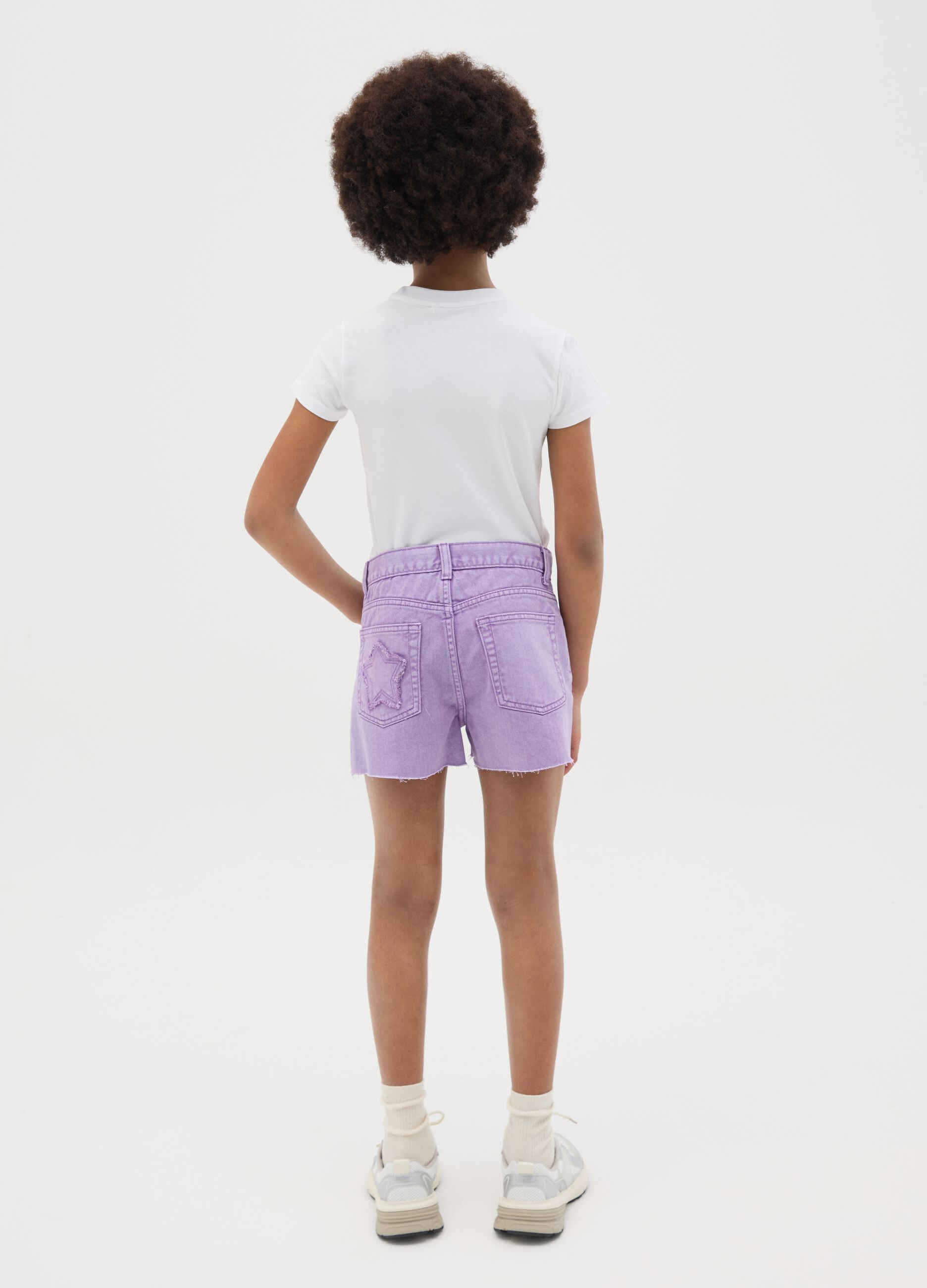 Shorts da ragazza in puro cotone viola regular fit