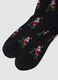 Calze lunghe nere in cotone elasticizzato con stampa natalizia_1