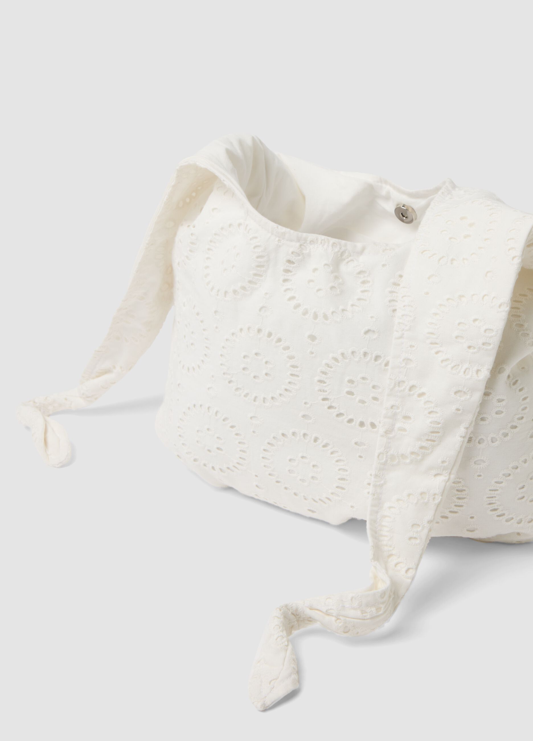 White broderie anglaise cotton beach bag