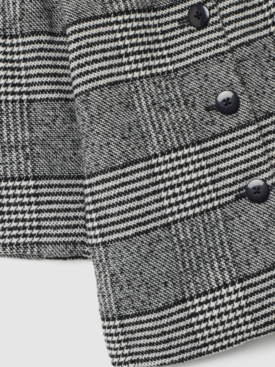 Girls' grey checked regular fit coat_3