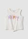 White organic cotton tank top with front tie detail_0