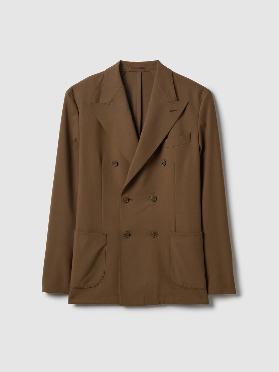 Brown Slim Fit Double Breasted Blazer_4