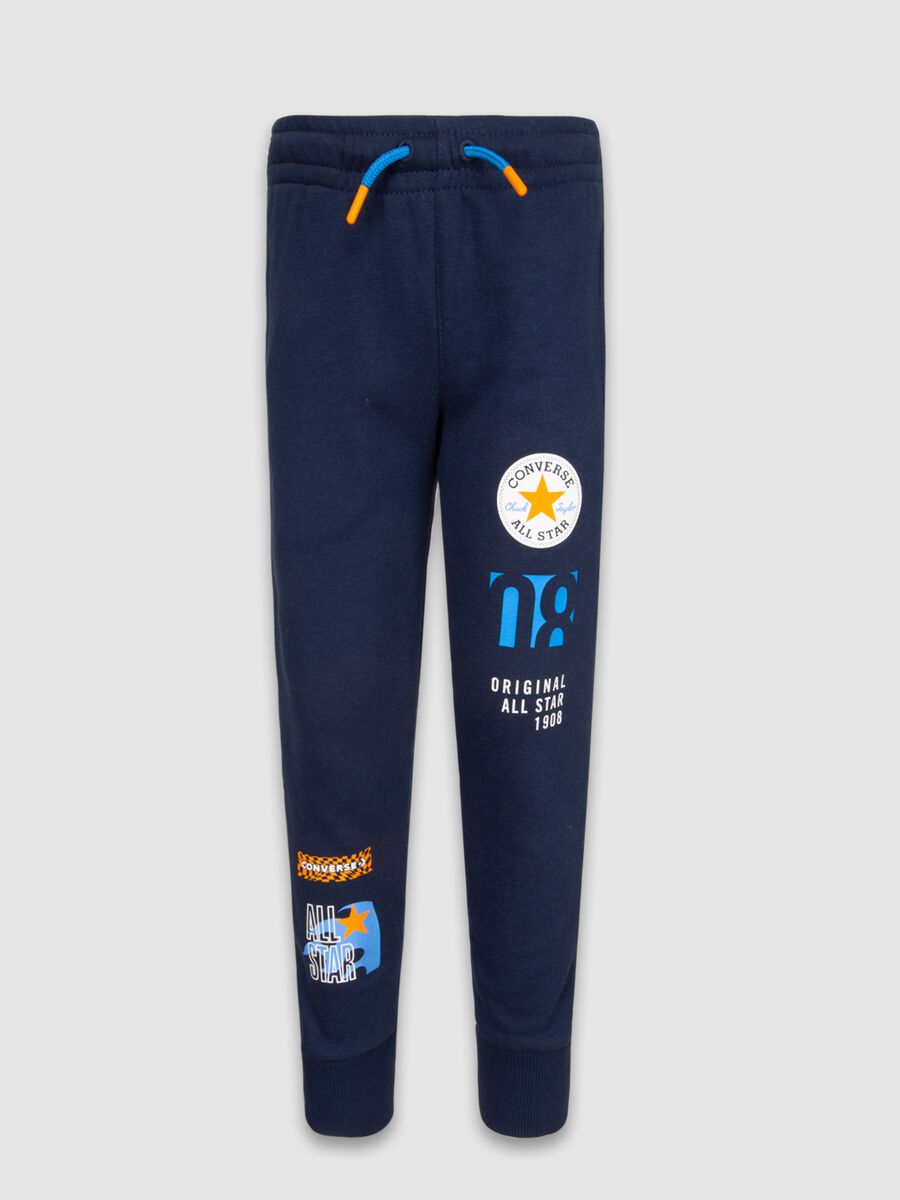 Joggers in felpa con stampa multi logo_0