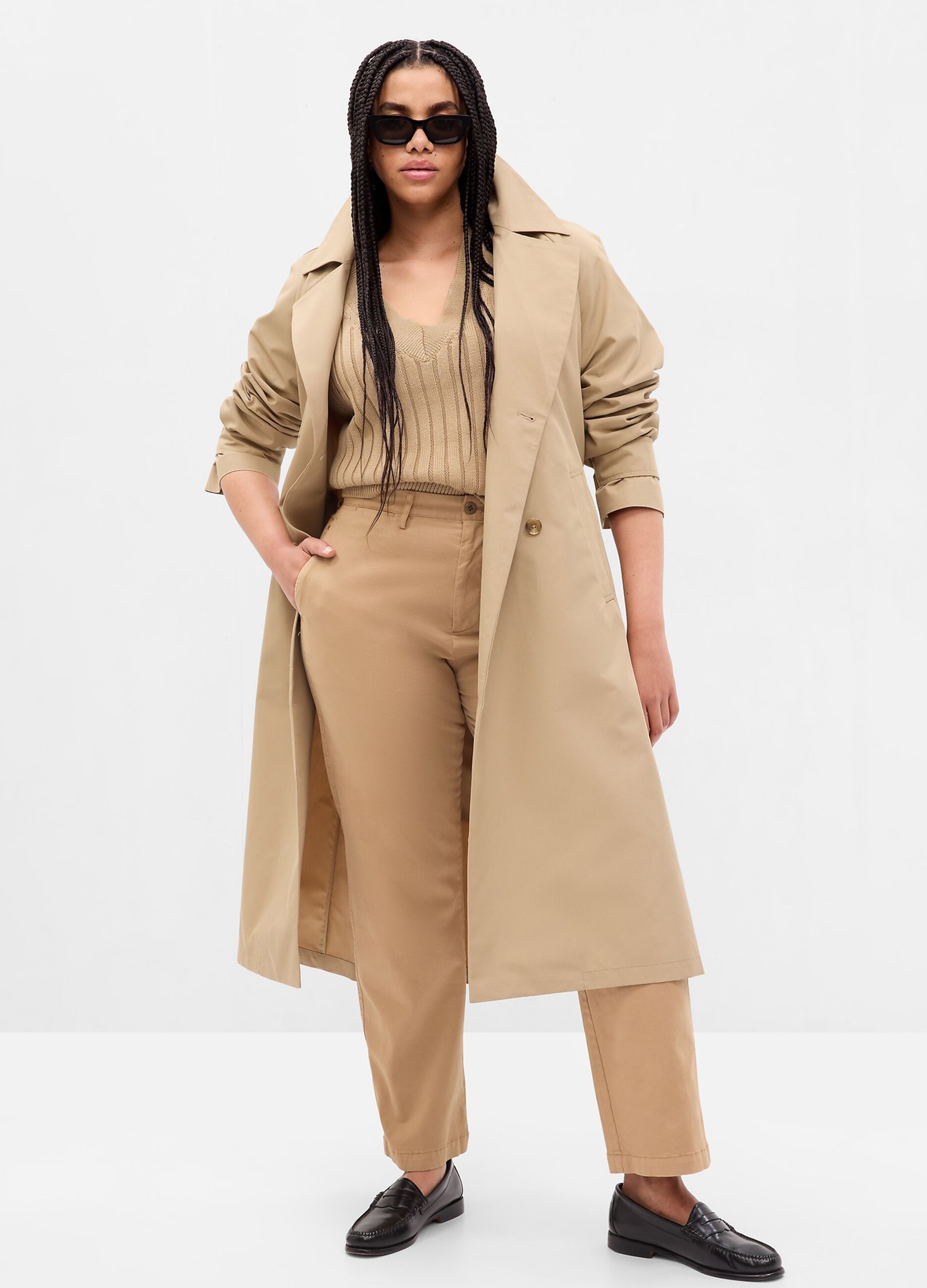 Trench lungo con maniche raglan