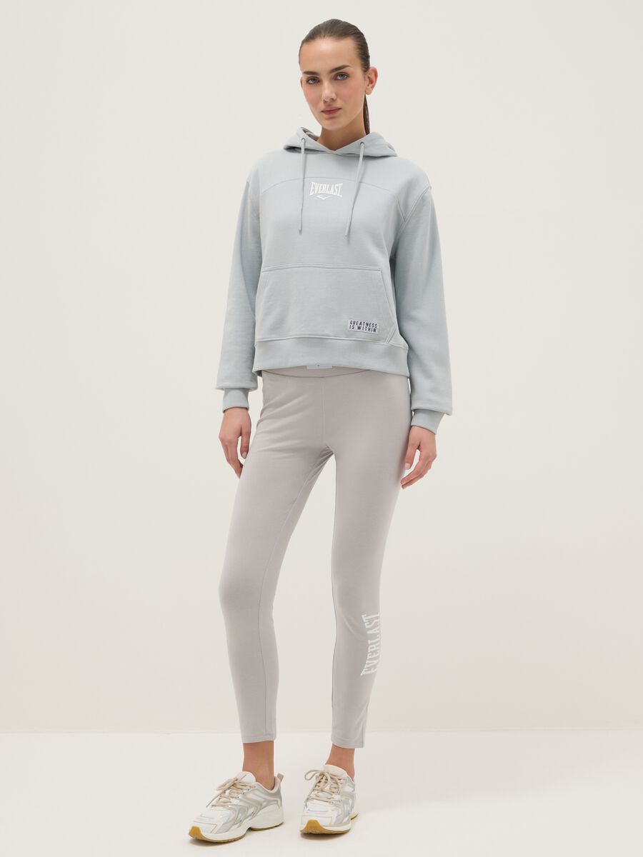 Grey stretch cotton leggings regular fit with Everlast logo_0