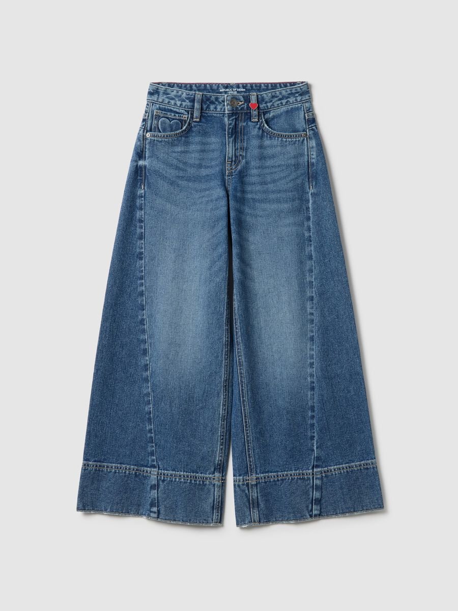 Jeans in puro cotone blu da ragazza wide leg_3