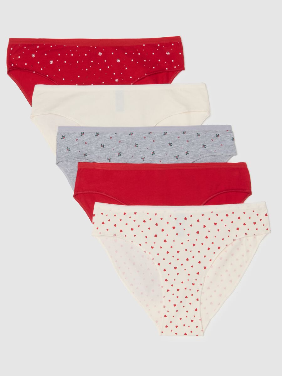 White cotton blend multipack briefs with print_4
